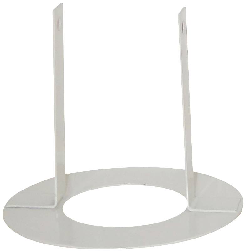 Metallhalterung in Form eines Rings mit zwei aufrechten Platten, entworfen zur Befestigung von Lampen oder Leuchten an der Decke.