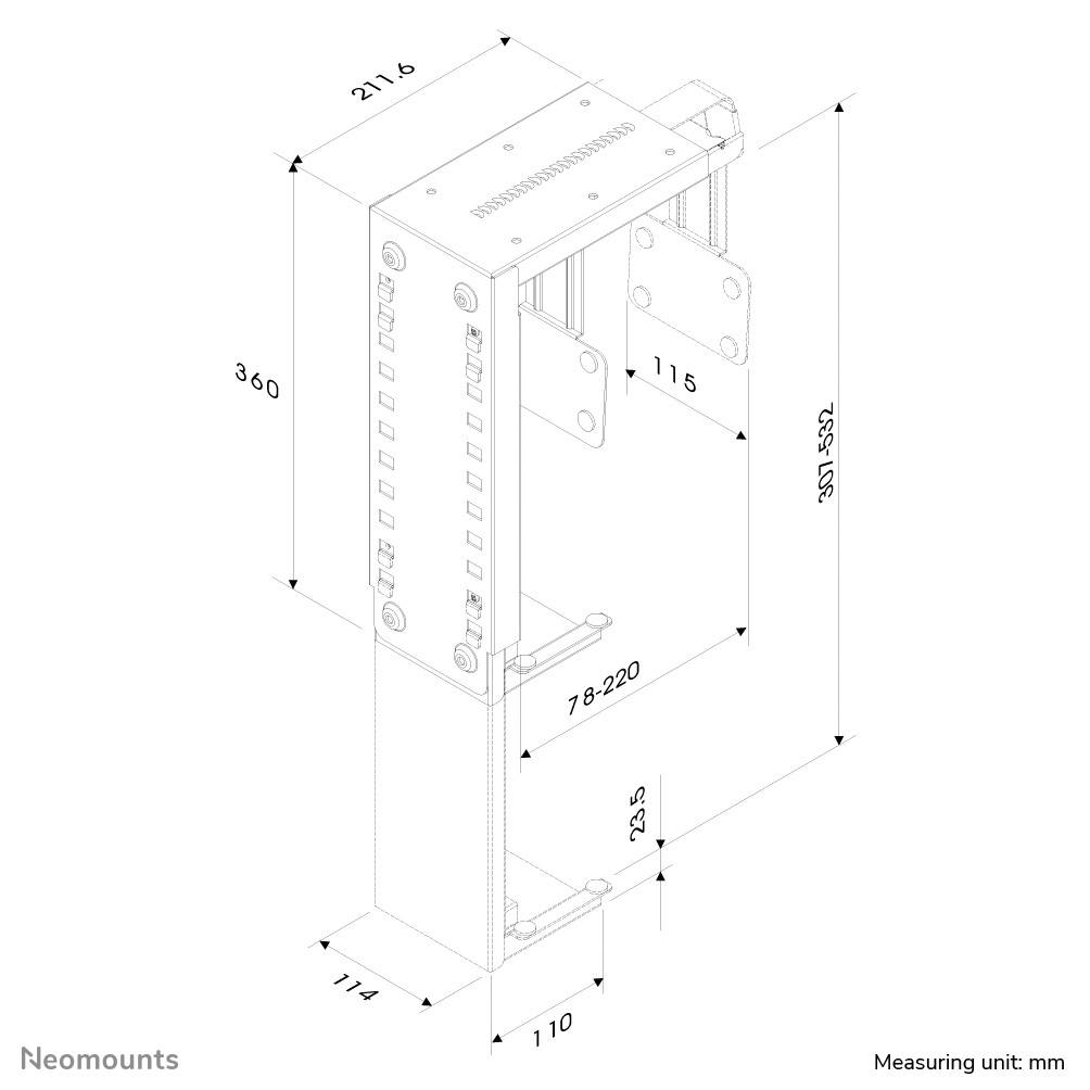 Neomounts PC Halterung Untertisch CPU-D100SILVER CPU-D100SILVER Silber Belastbar bis=30 kg