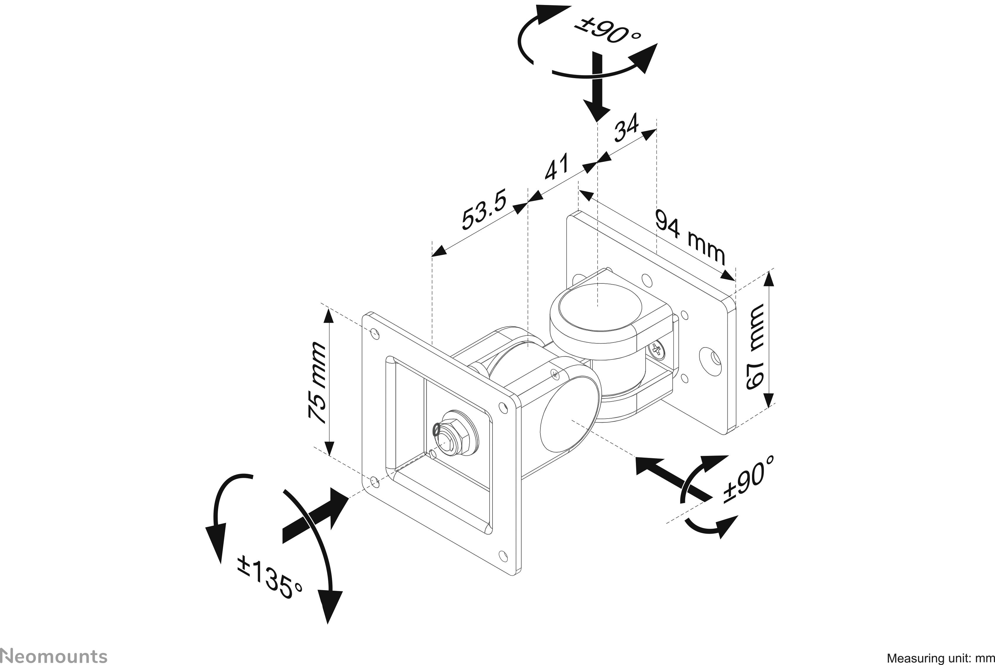 Neomounts Monitorhalterung FPMA-DTBW200 1 Display(s) 25,4 cm (10") - 76,2 cm (30") Grau Neigbar, Schwenkbar, Rotierbar