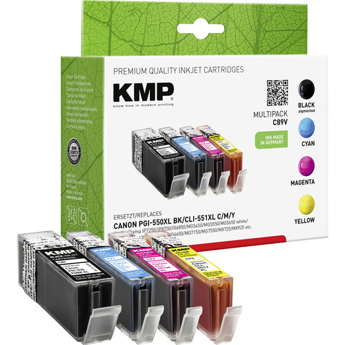 KMP Tinte ersetzt Canon PGI-550PGBK XL, CLI-551 C,M,Y XL Kompatibel Kombi-Pack Schwarz, Cyan, Magenta, Gelb C89V 1518,0050