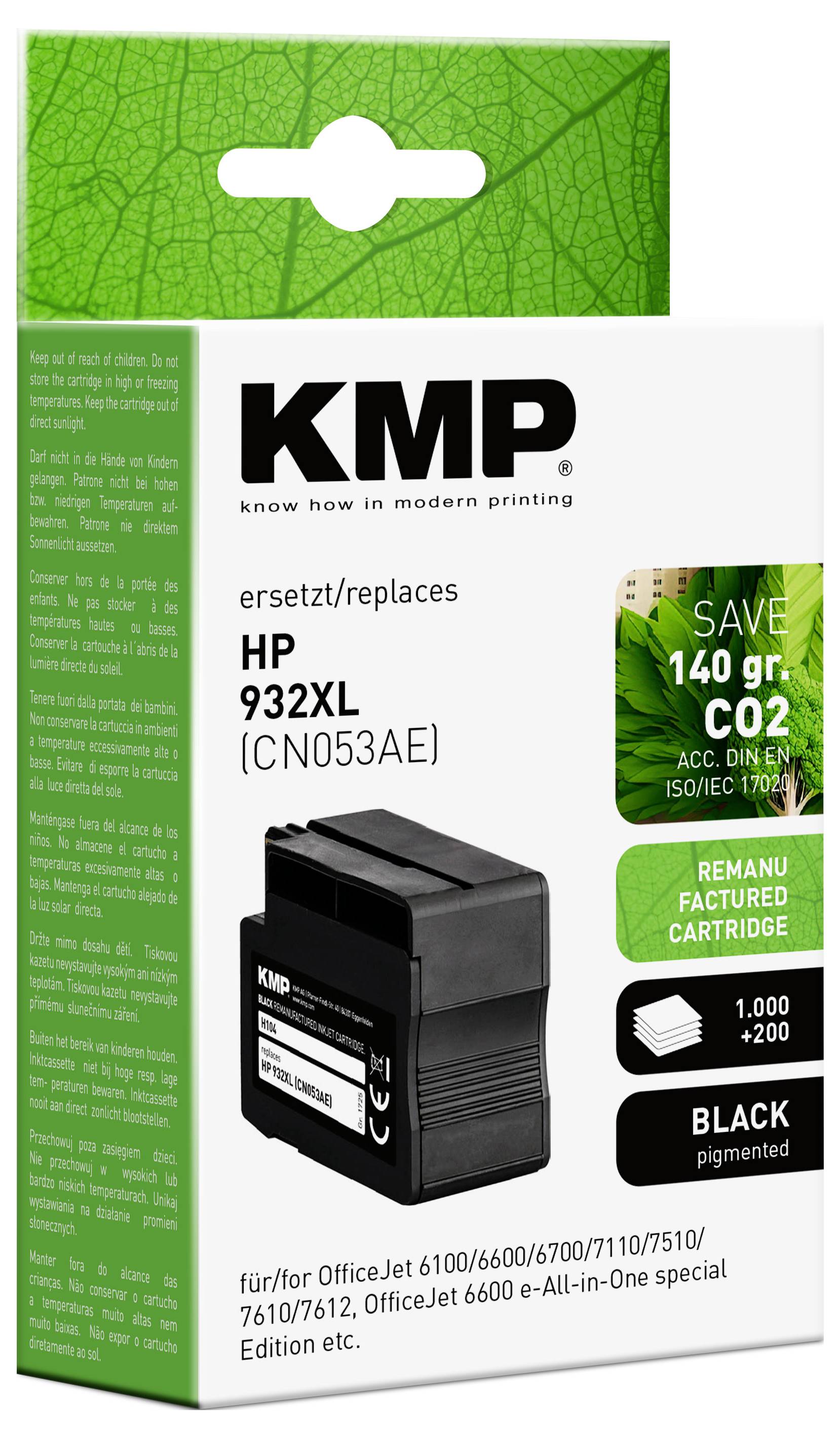 KMP Druckerpatrone ersetzt HP 932XL, CN053AE Kompatibel Schwarz H104 1725,4001
