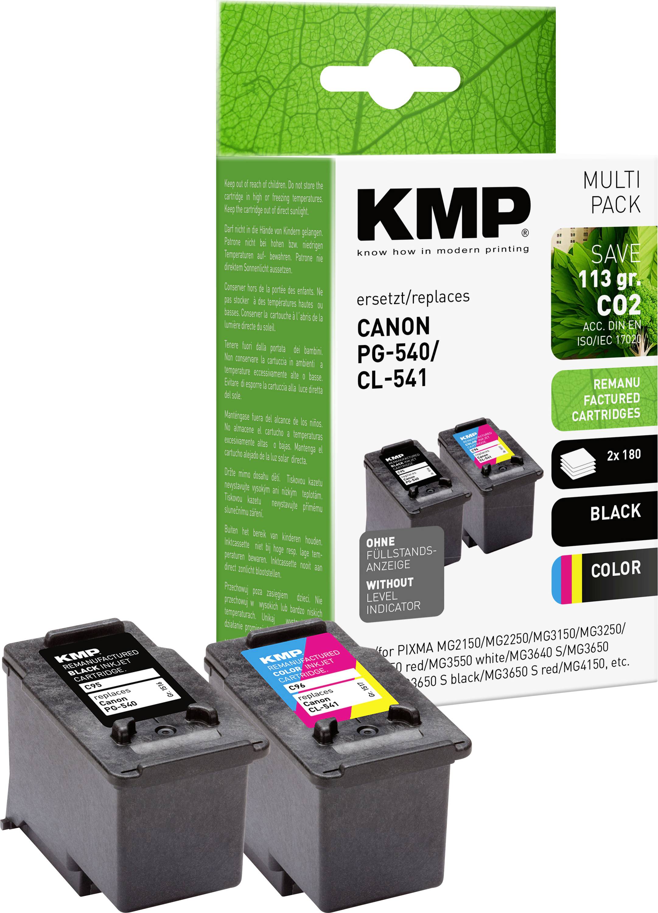 KMP Druckerpatrone ersetzt Canon PG-540, CL-541 Kompatibel Kombi-Pack Schwarz, Cyan, Magenta, Gelb C95V 1516,4850