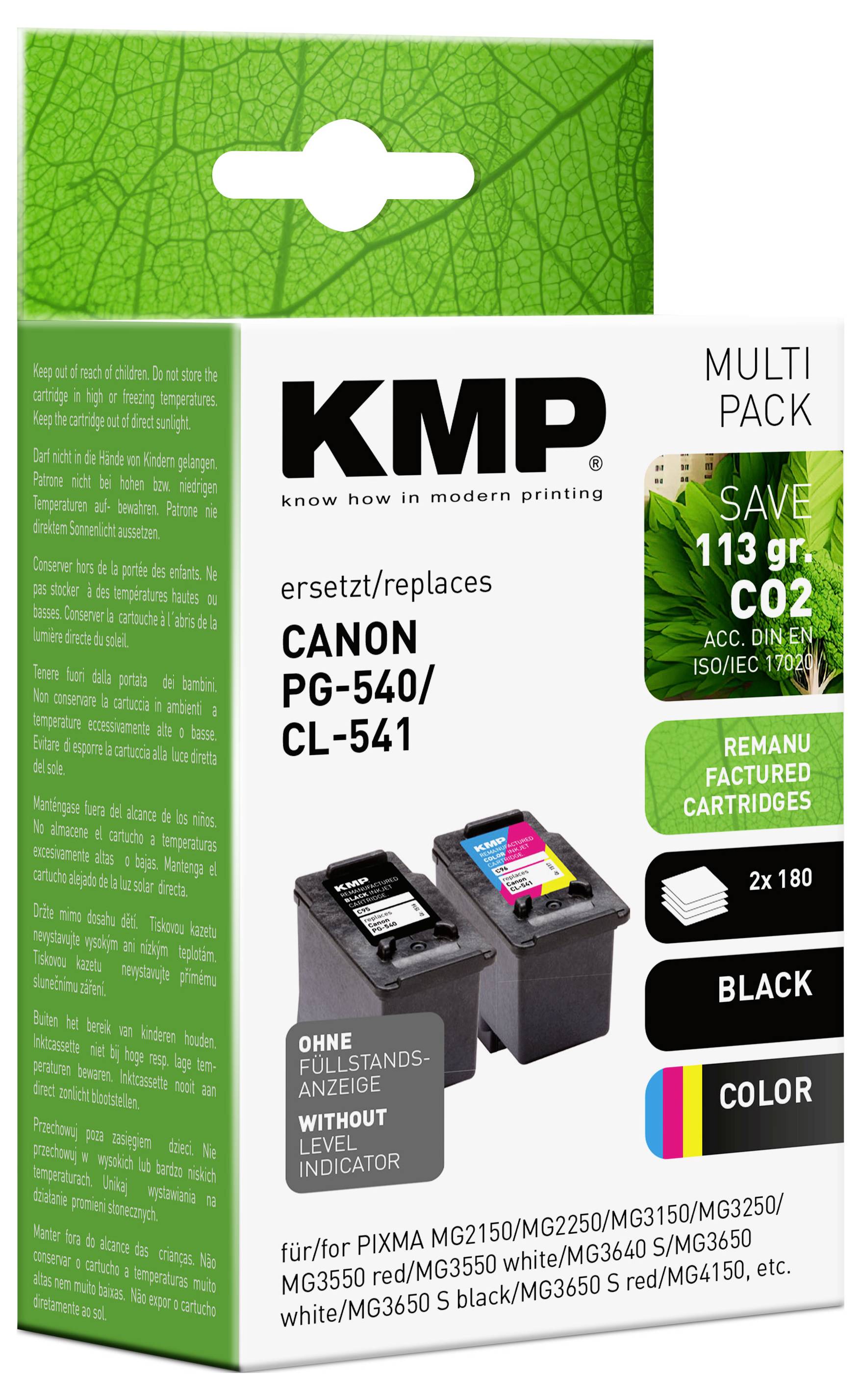 KMP Druckerpatrone ersetzt Canon PG-540, CL-541 Kompatibel Kombi-Pack Schwarz, Cyan, Magenta, Gelb C95V 1516,4850