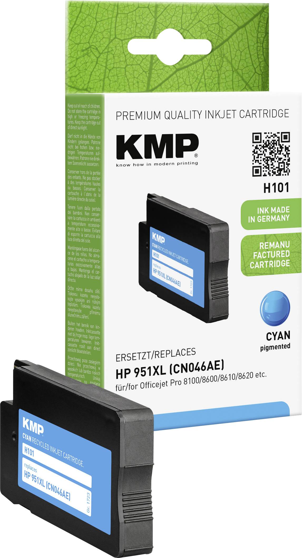 KMP Druckerpatrone ersetzt HP 951XL, CN046AE Kompatibel Cyan H101 1723,4003