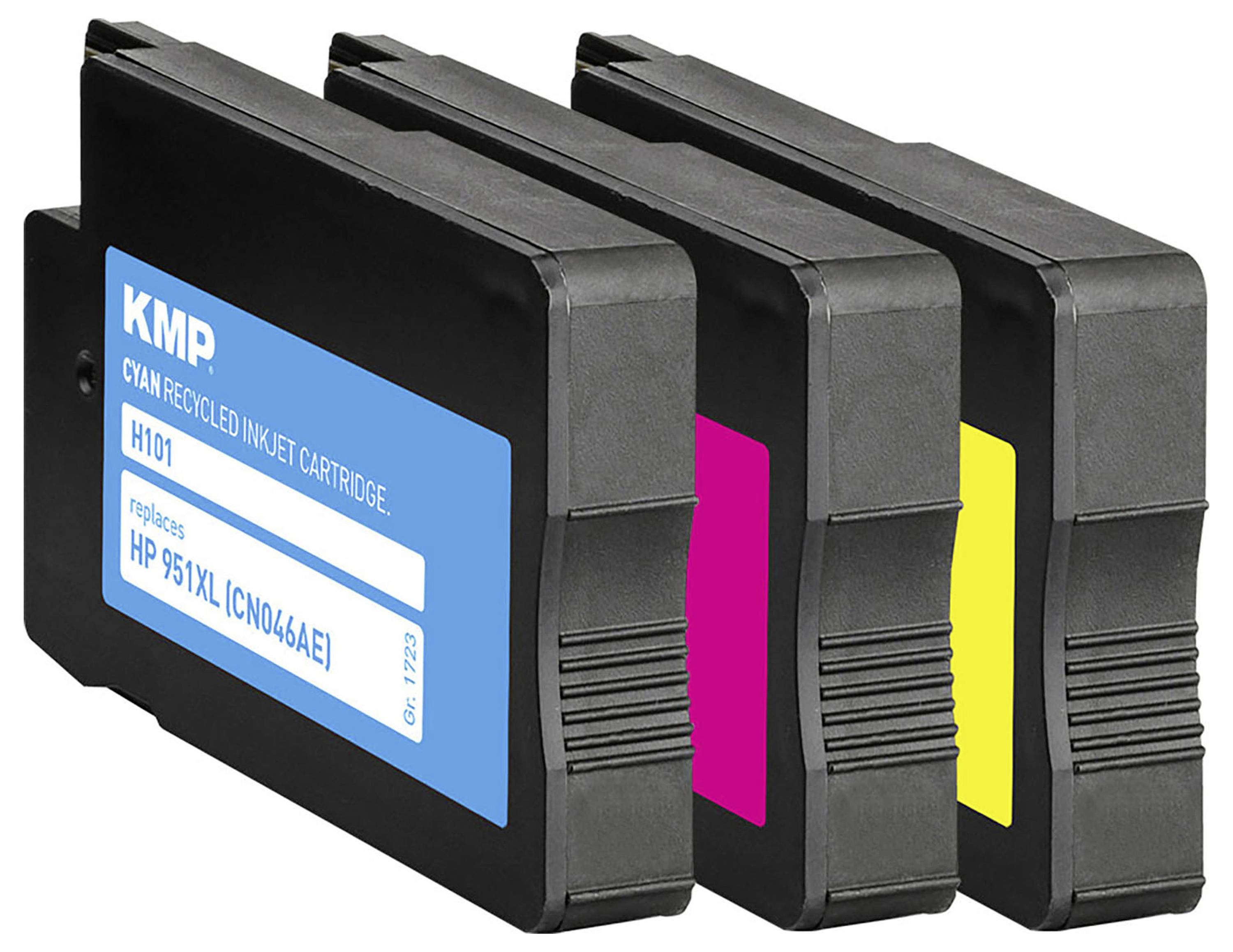 KMP Druckerpatrone ersetzt HP 951XL, CN046AE, CN047AE, CN048AE Kompatibel Kombi-Pack Cyan, Magenta, Gelb H101V 1723,4050