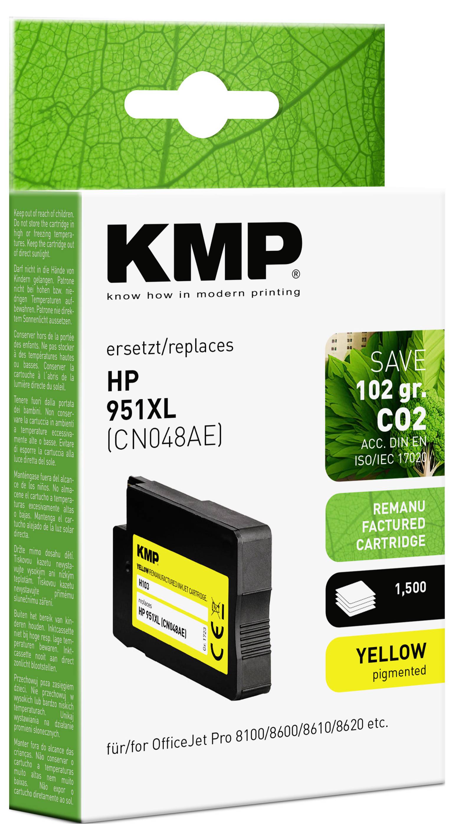 KMP Druckerpatrone ersetzt HP 951XL, CN048AE Kompatibel Gelb H103 1723,4009