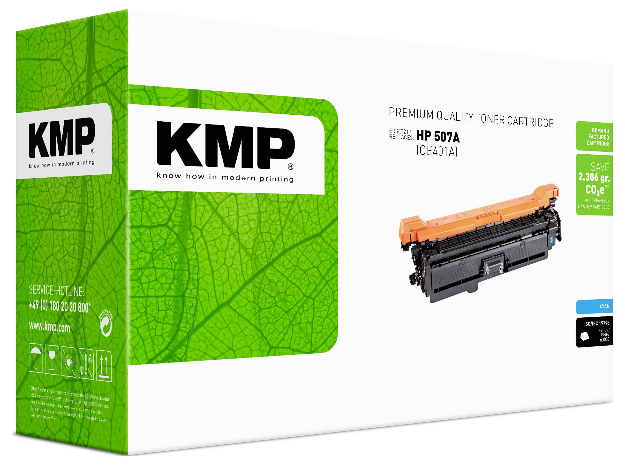 KMP Toner ersetzt HP 507A Kompatibel Cyan 6000 Seiten H-T166 1232,0003