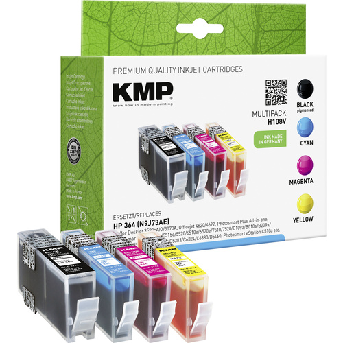 KMP Encre pack bundle compatible remplace HP 364, N9J73AE, CB316EE, CB318EE, CB319EE, CB320EE noir, cyan, magenta, jaune H108V