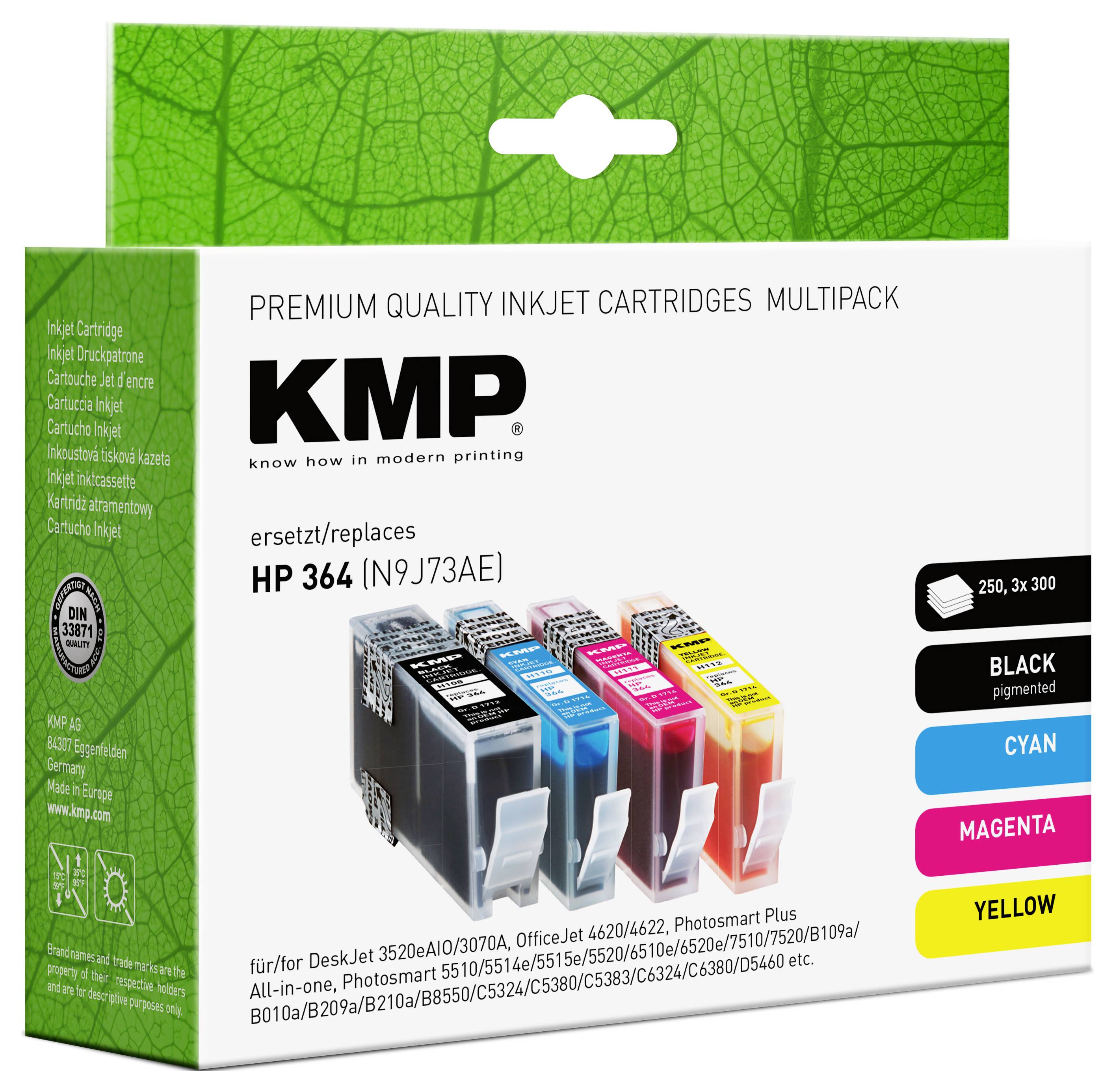 KMP Druckerpatrone Kombi-Pack Kompatibel ersetzt HP 364, N9J73AE, CB316EE, CB318EE, CB319EE, CB320EE Schwarz, Cyan, Magenta, Gelb