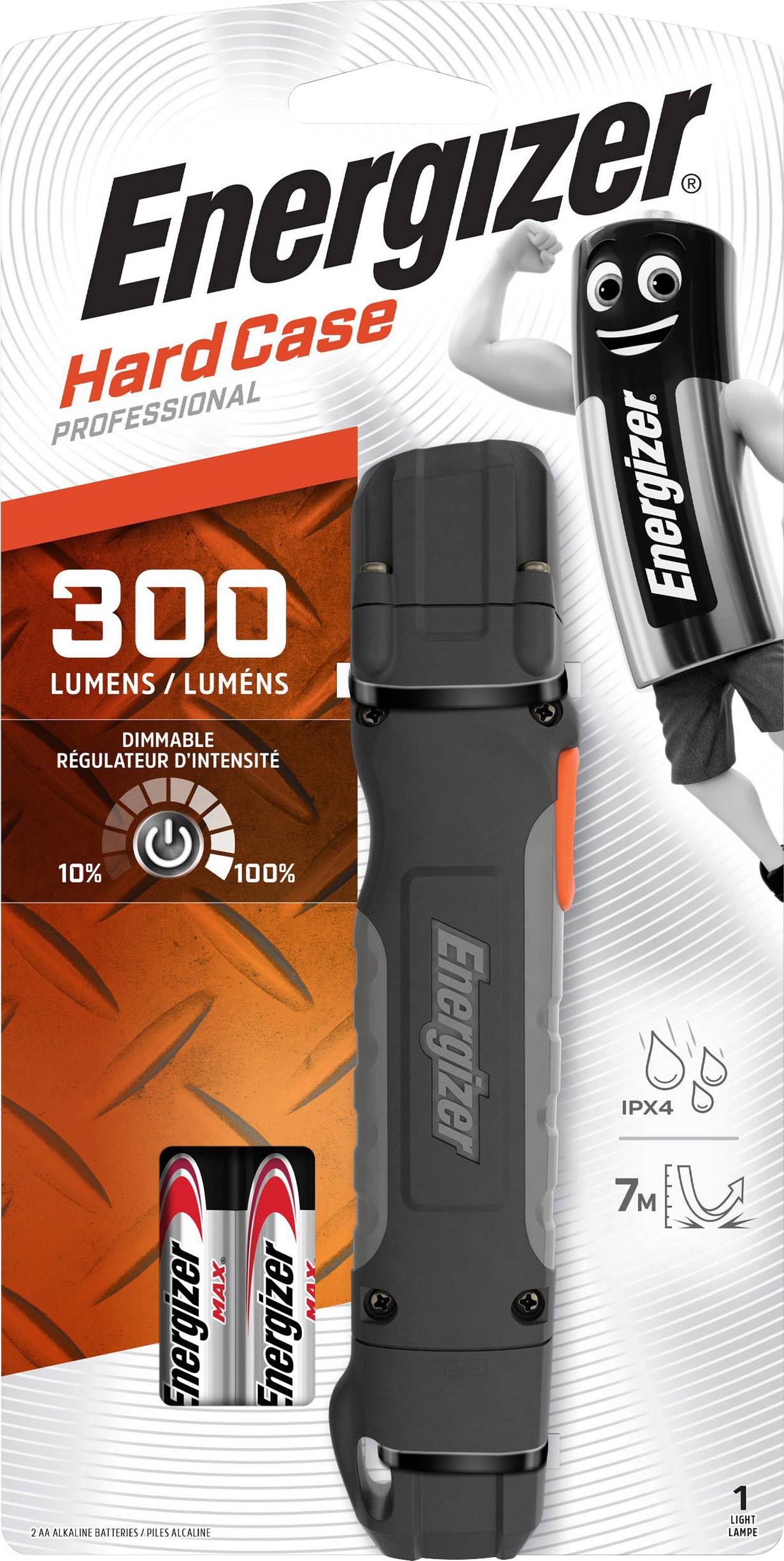 Energizer Hardcase 2AA LED Taschenlampe batteriebetrieben 300lm 340g