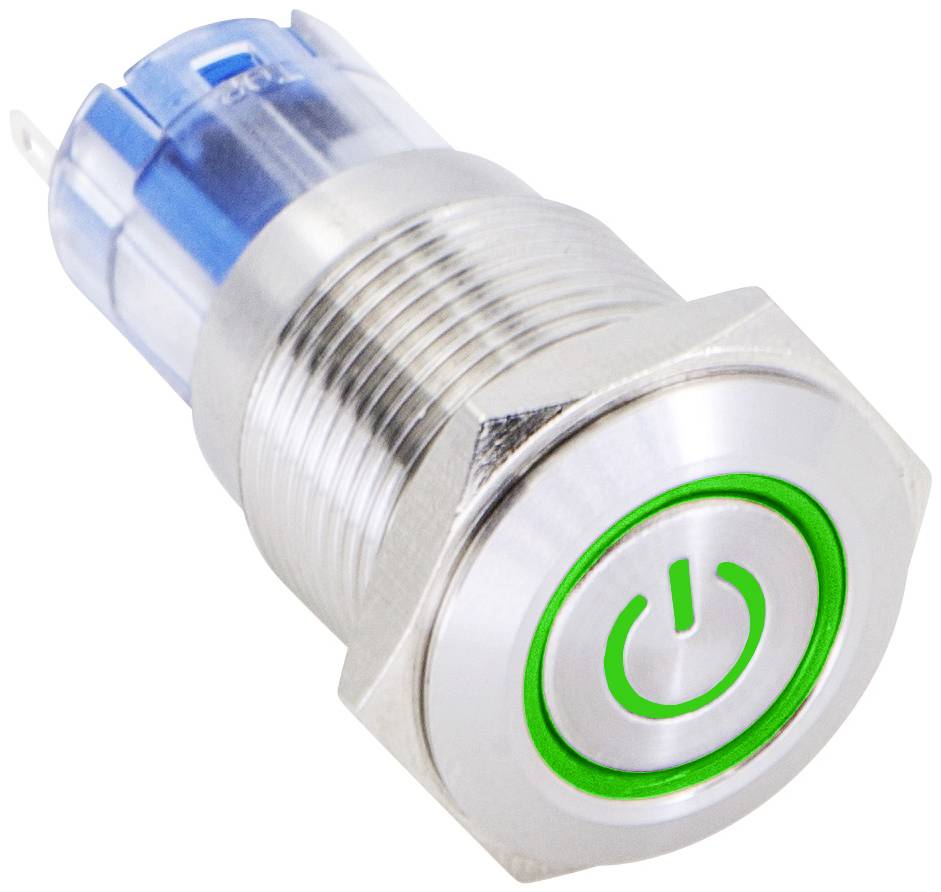 TRU Components 1303021 LAS2GQF-11ET/G/12V/S/P Drucktaster 48 V/DC 2A 1 x Ein/(Ein) tastend Grün IP65 1St.