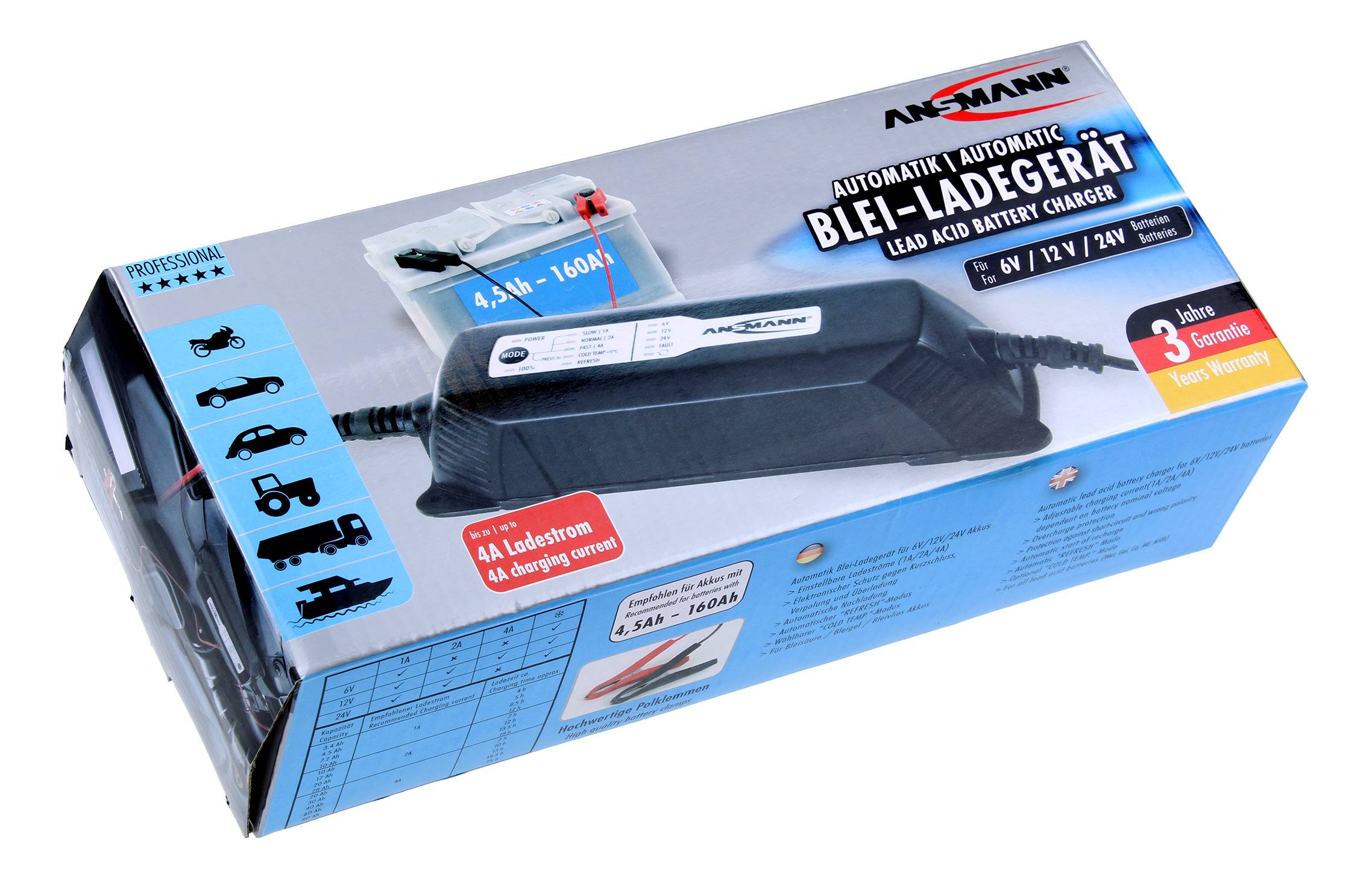 Ansmann ALCT 6-24/4 10010017 Automatikladegerät 6 V, 12 V, 24 V 1 A 1 A, 2 A, 4 A 1 A, 2 A