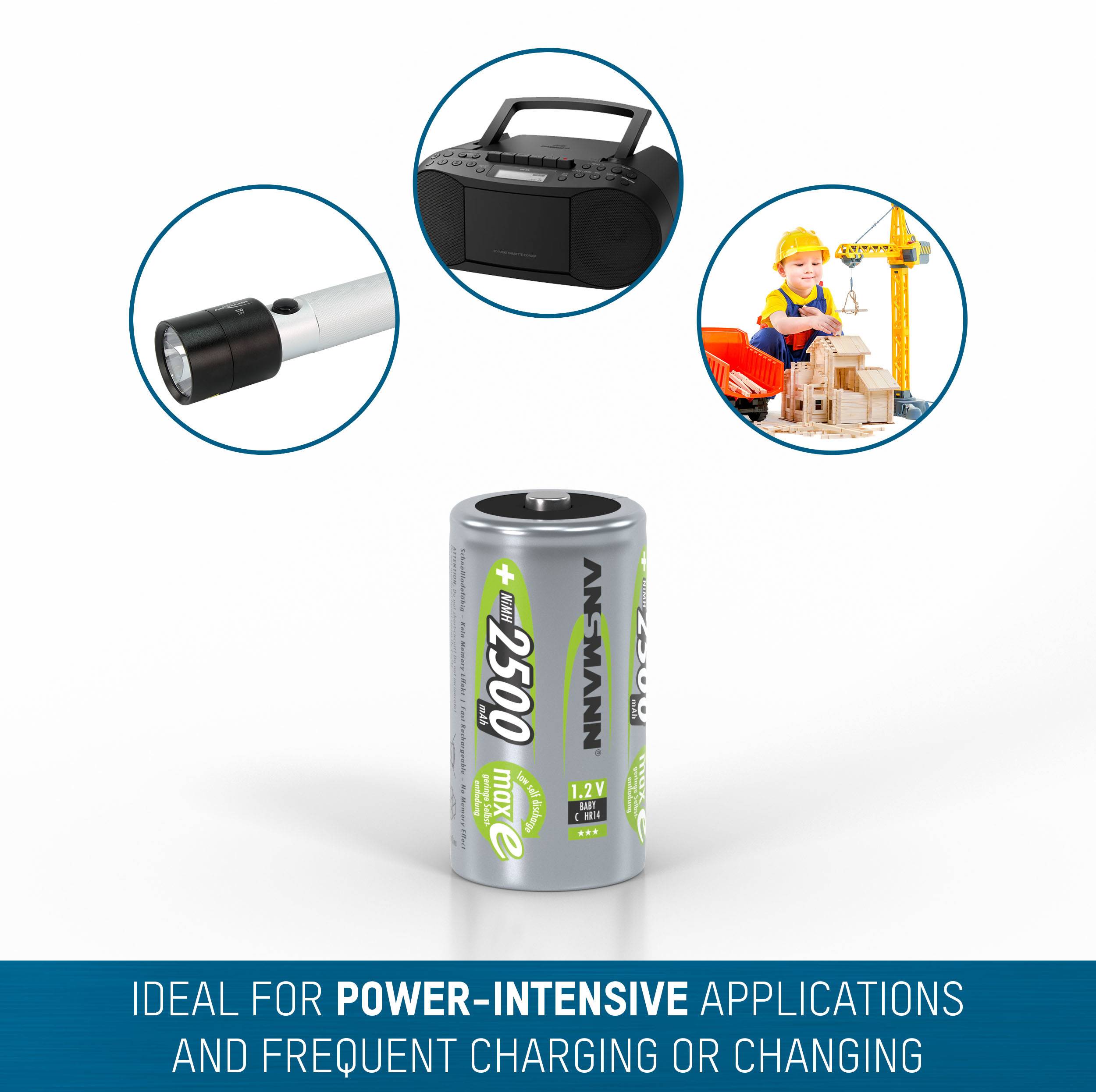 Ansmann maxE HR14 Baby (C)-Akku NiMH 2500 mAh 1.2 V 2 St.