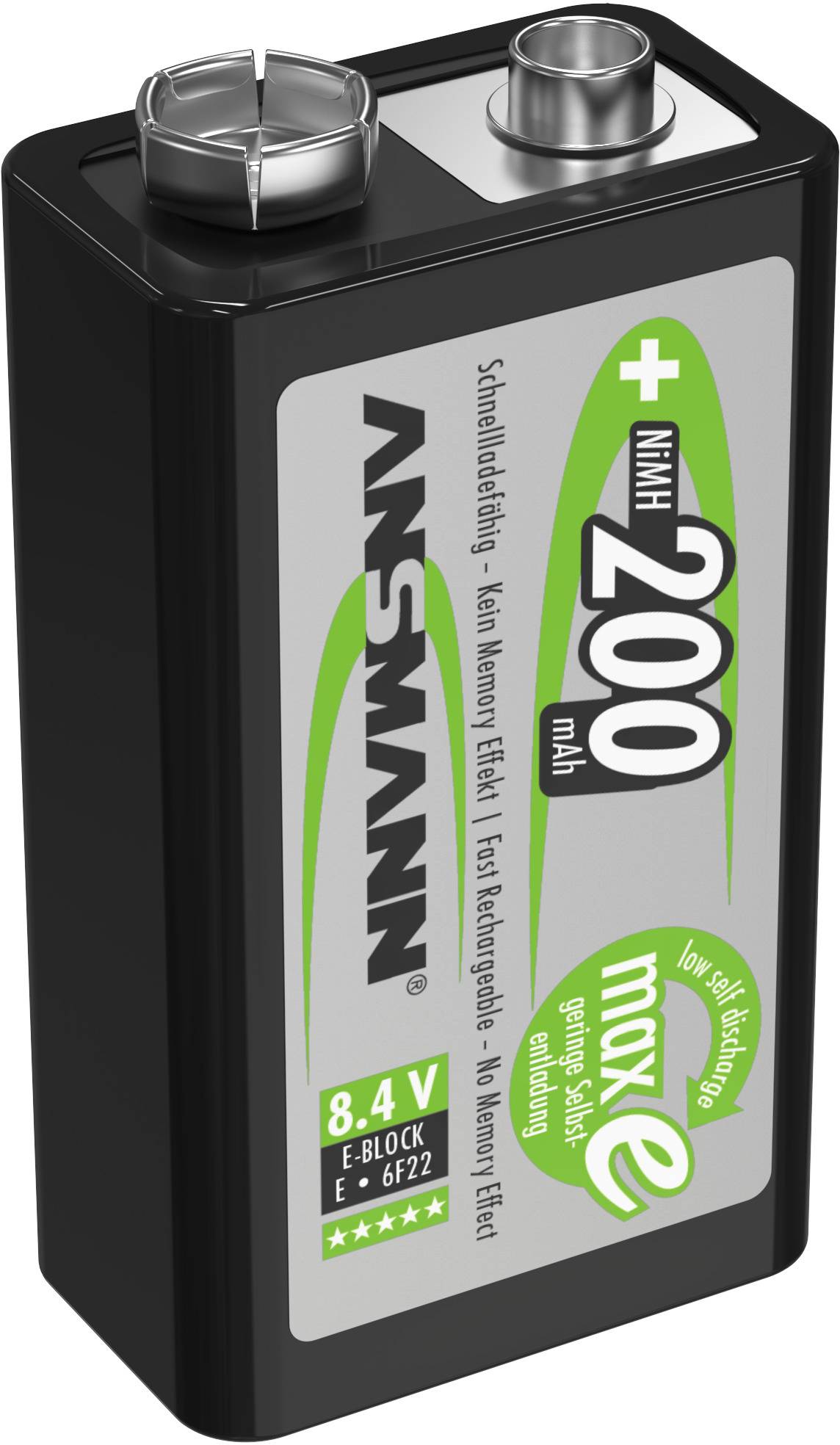 Ansmann maxE 6LR61 9V Block-Akku NiMH 200 mAh 8.4V 1St.