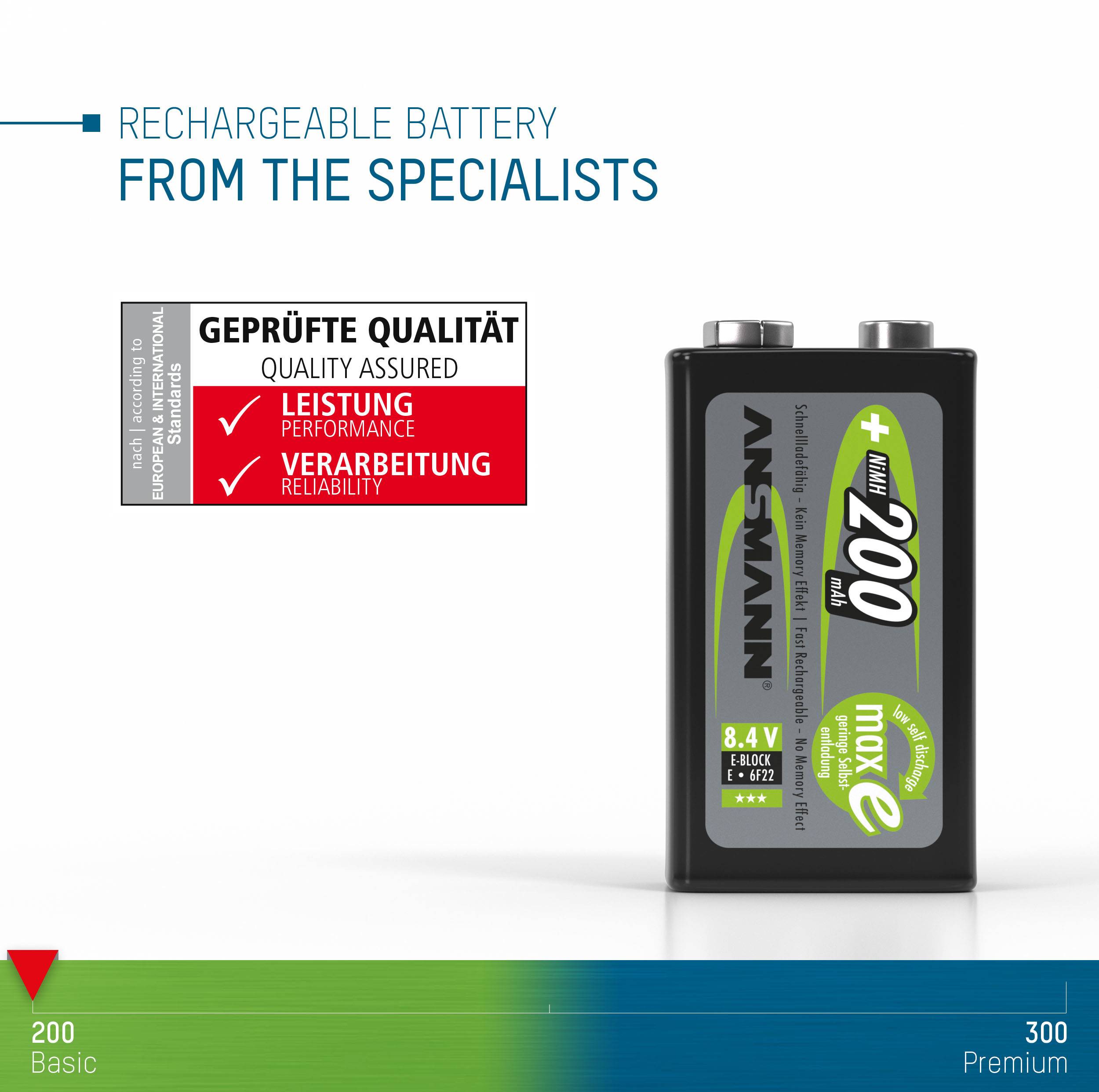 Ansmann maxE 6LR61 9 V Block-Akku NiMH 200 mAh 8.4 V 1 St.