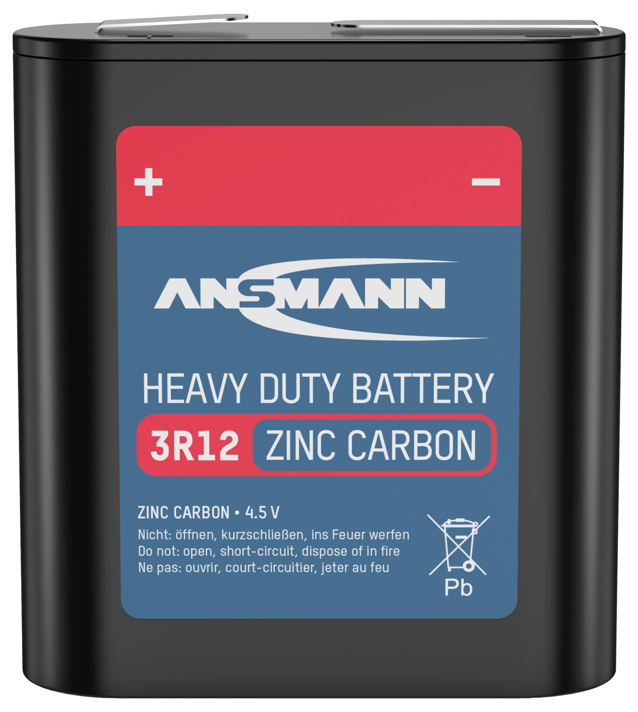 Schwarze Ansmann 3R12 Zink-Kohle-Batterie, 4,5V, mit 