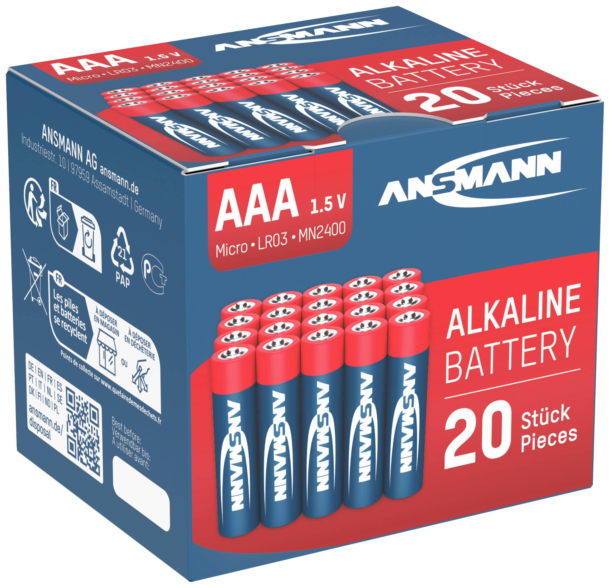 Ansmann LR03 Red-Line Micro (AAA)-Batterie Alkali-Mangan 1.5 V 20 St.
