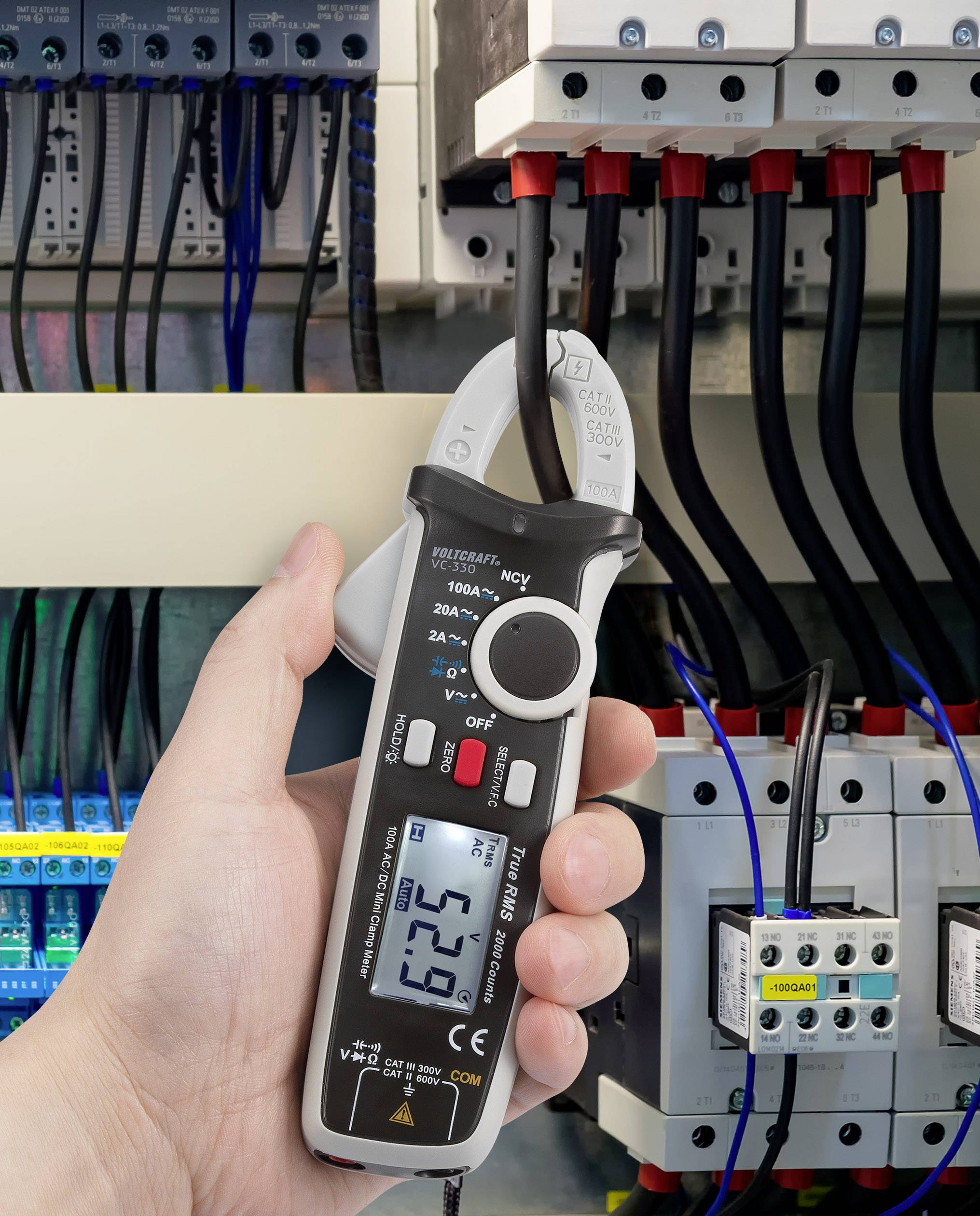 VOLTCRAFT VC-330 Stromzange digital CAT II 600 V, CAT III 300 V Anzeige (Counts): 2000