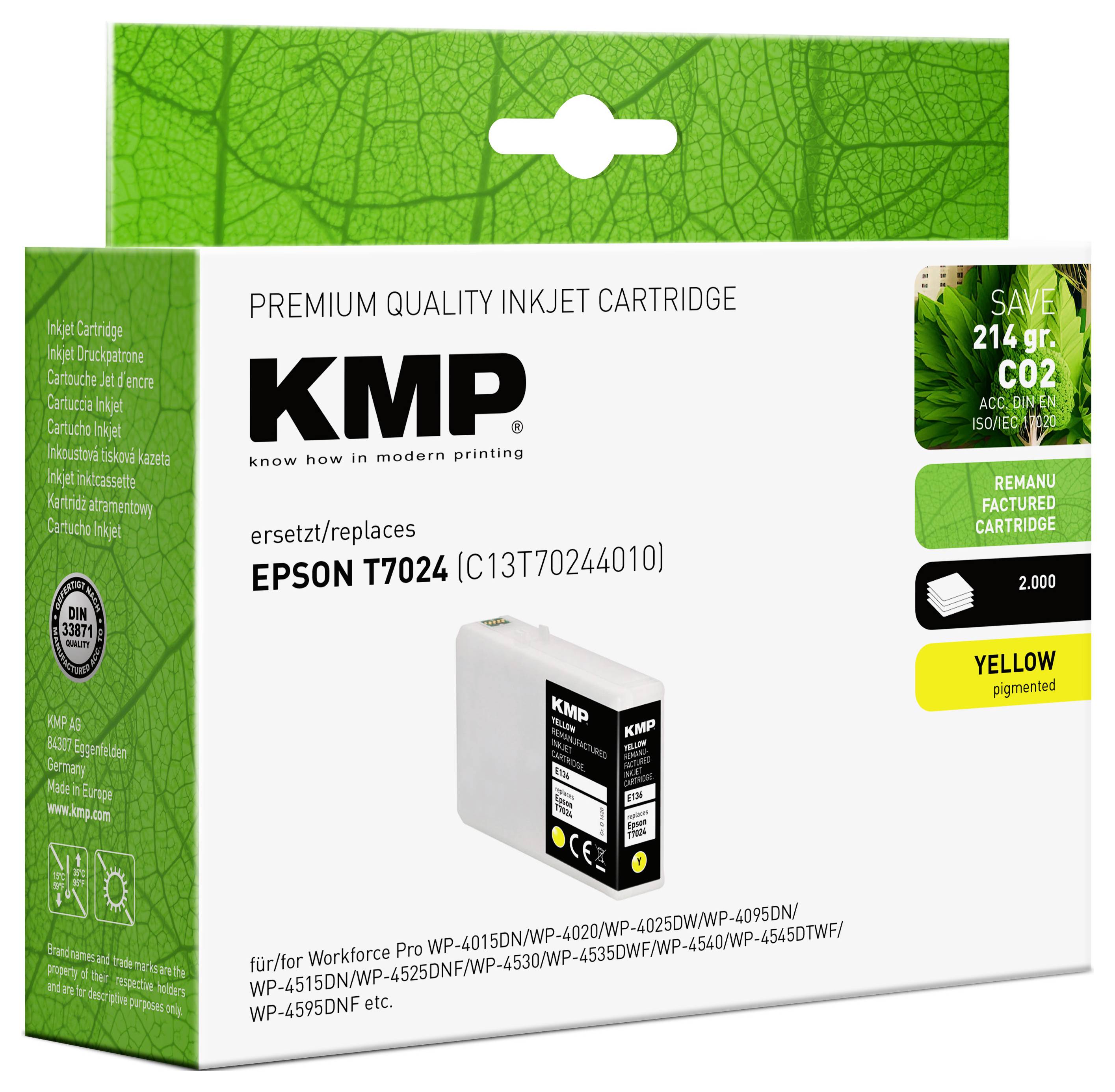 KMP Druckerpatrone ersetzt Epson T7024 Kompatibel Gelb E136 1620,4009