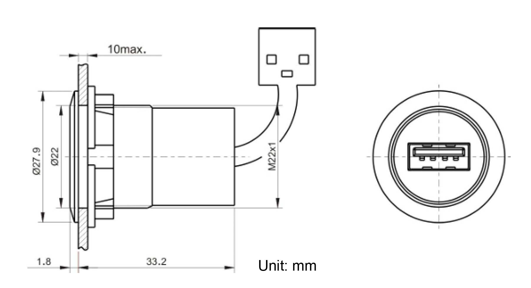 TRU Components USB-12-BK USB-Einbaubuchse 3.0 Buchse, Einbau Inhalt: 1St.