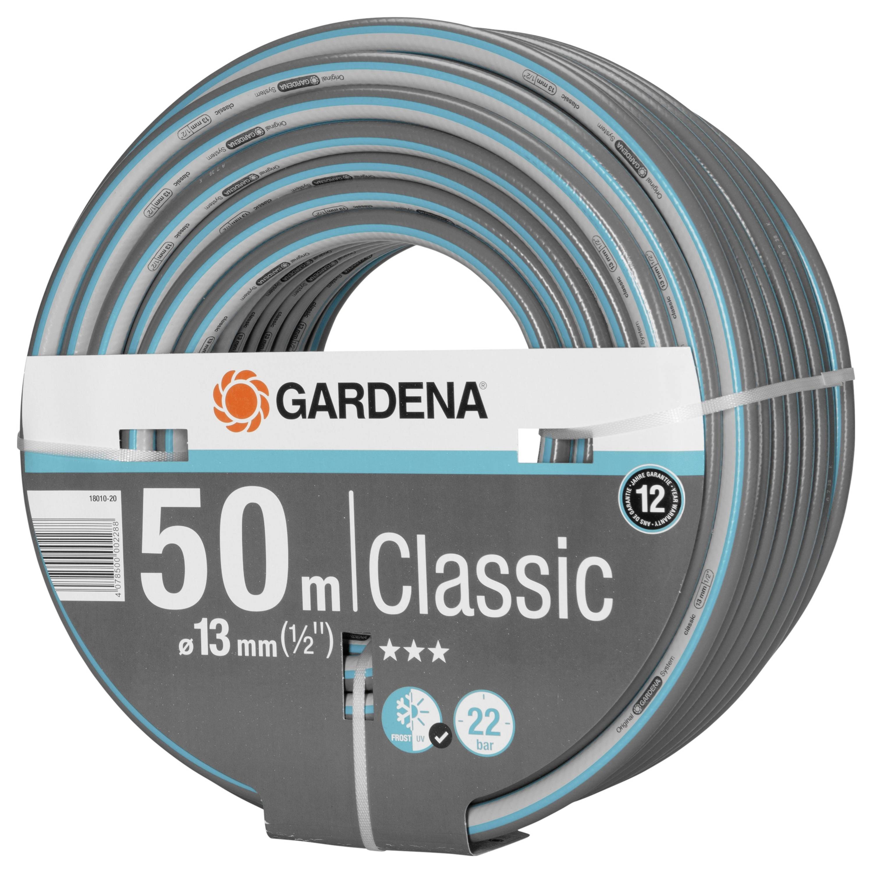 Gardena 18010-20 Classic Schlauch 13mm (1/2"), 50m 13mm 50m 1/2 Zoll 1 St. Grau, Blau Gartenschlauch