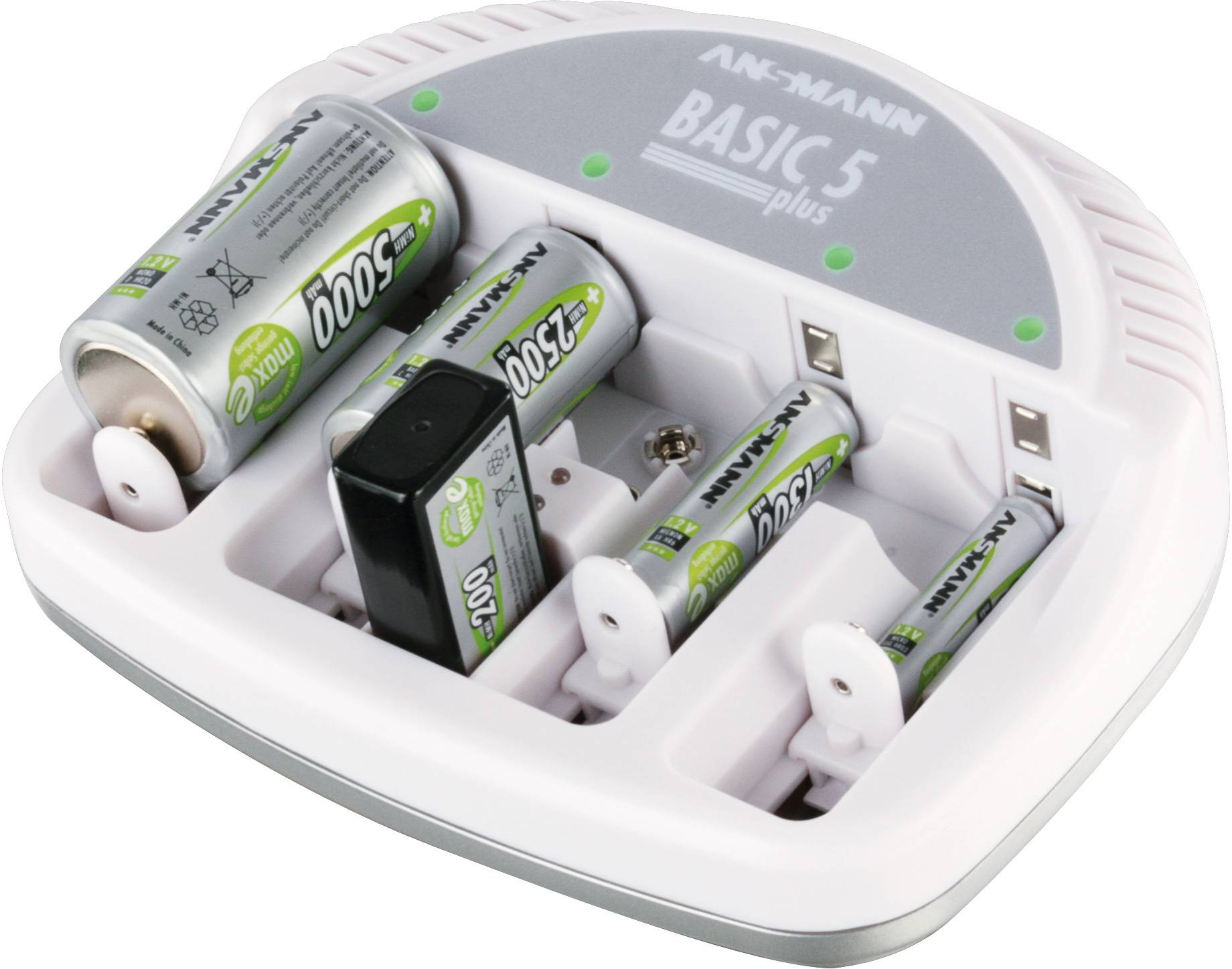 Ansmann Basic 5 plus Rundzellen-Ladegerät NiCd, NiMH Micro (AAA), Mignon (AA), Baby (C), Mono (D), 9 V Block