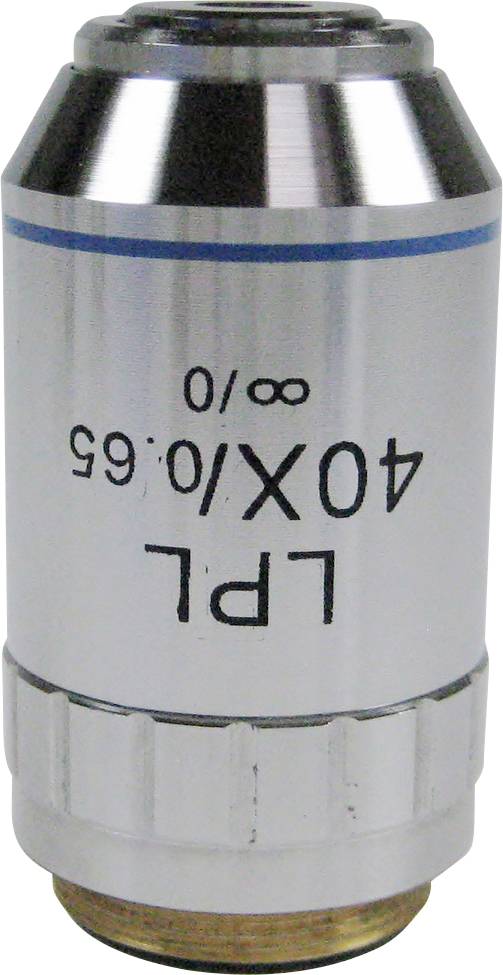 Objektivlinse für ein Mikroskop, gekennzeichnet mit 'LPL 40X/0.65 ∞/0'.