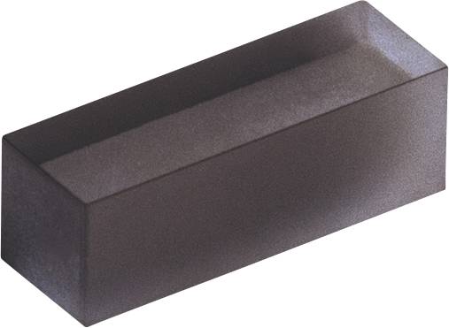 Ein rechteckiger, dunkler Block mit einer glatten Oberfläche, dargestellt in einer schlichten, neutralen Umgebung.