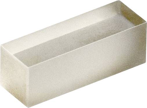 Ein rechteckiger, sandfarbener Backstein, gleichmäßig geformt, ohne sichtbare Unregelmäßigkeiten oder besondere Merkmale.