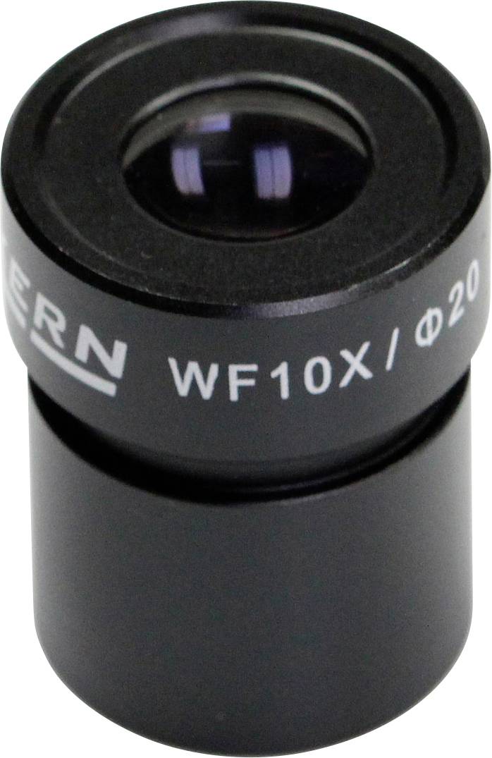 Mikroskop-Okular schwarz mit Beschriftung 'WF10X/Φ20', zeigt die Vergrößerung und das Sichtfeld des Objektivs für Laboranwendungen.