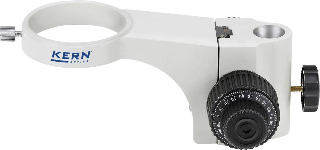 Halterung für optische Geräte mit einstellbarem Drehknopf und Markenlogo 'Kern'. Hauptsächlich in Labors oder technischen Anwendungen verwendet.