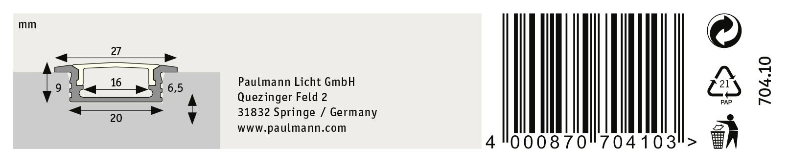 Paulmann 70410 Floor Profil (L x B) 100cm x 2.7cm 1St.