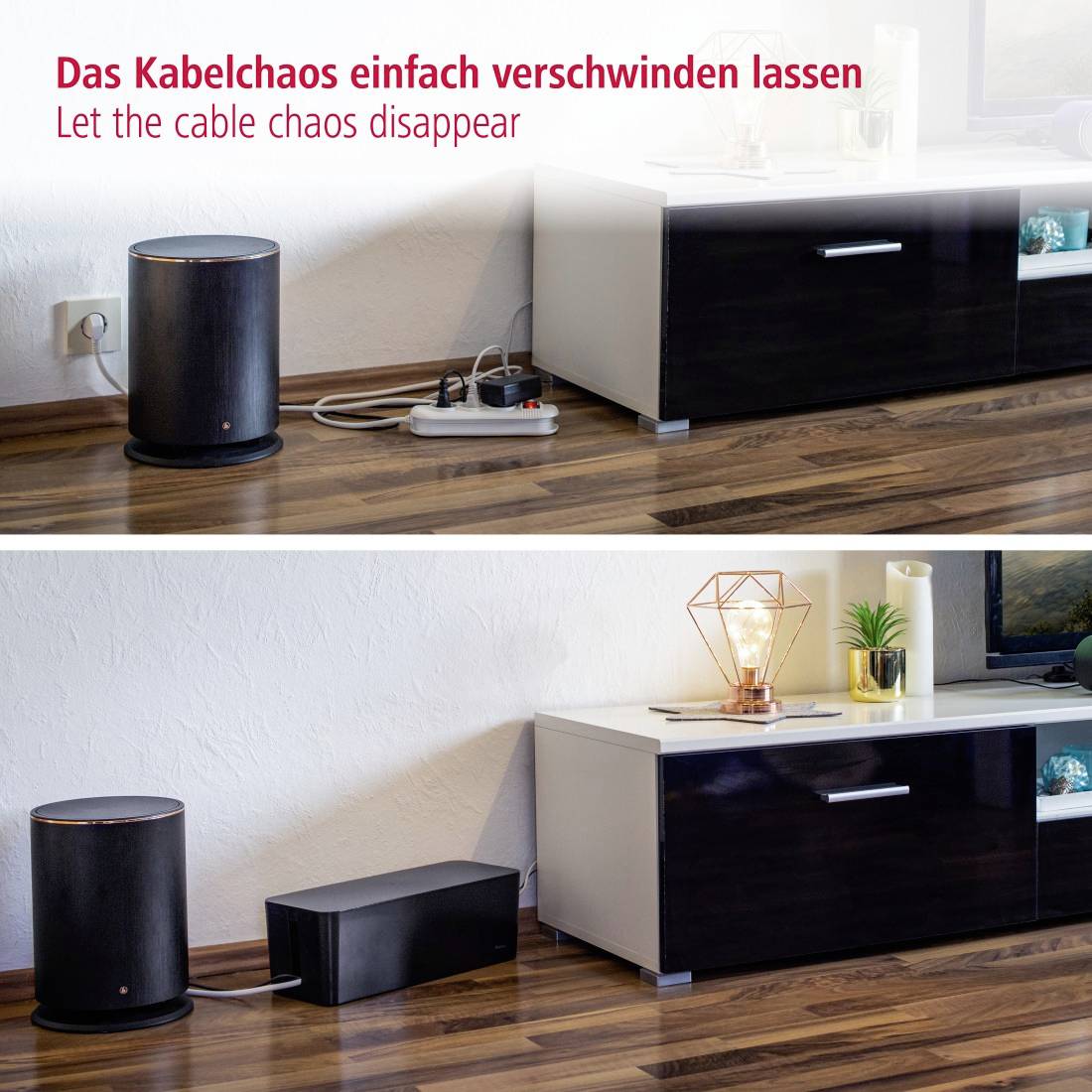 Hama Kabel-Box Kunststoff Schwarz starr (L x B x H) 40 x 15.6 x 13 cm 1 St. 00020664