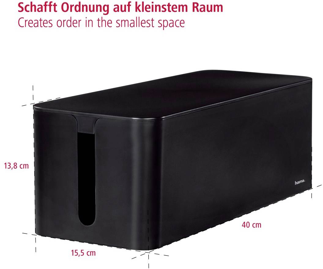 Hama Kabel-Box Kunststoff Schwarz starr (L x B x H) 40 x 15.6 x 13 cm 1 St. 00020664