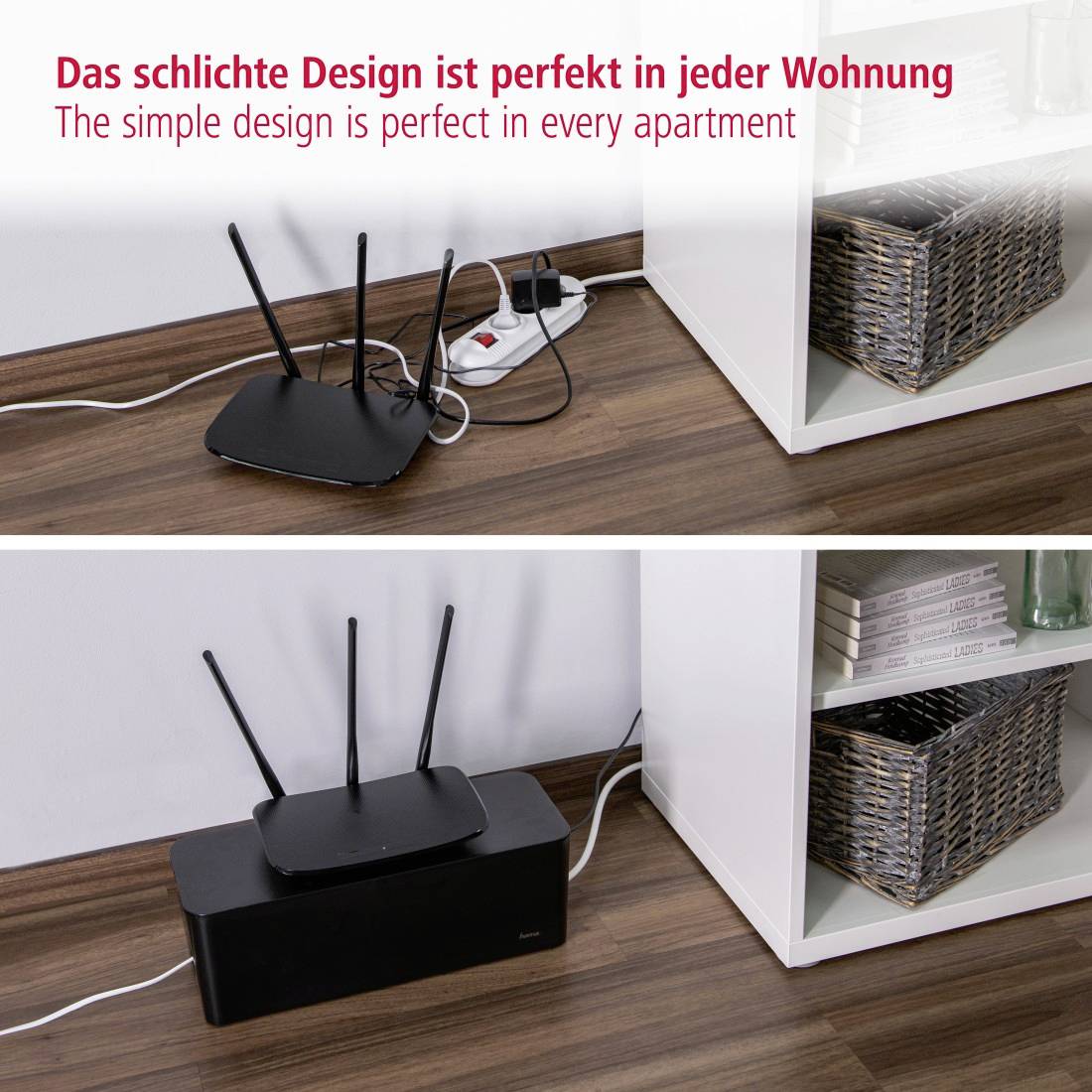 Hama Kabel-Box Kunststoff Schwarz starr (L x B x H) 40 x 15.6 x 13 cm 1 St. 00020664