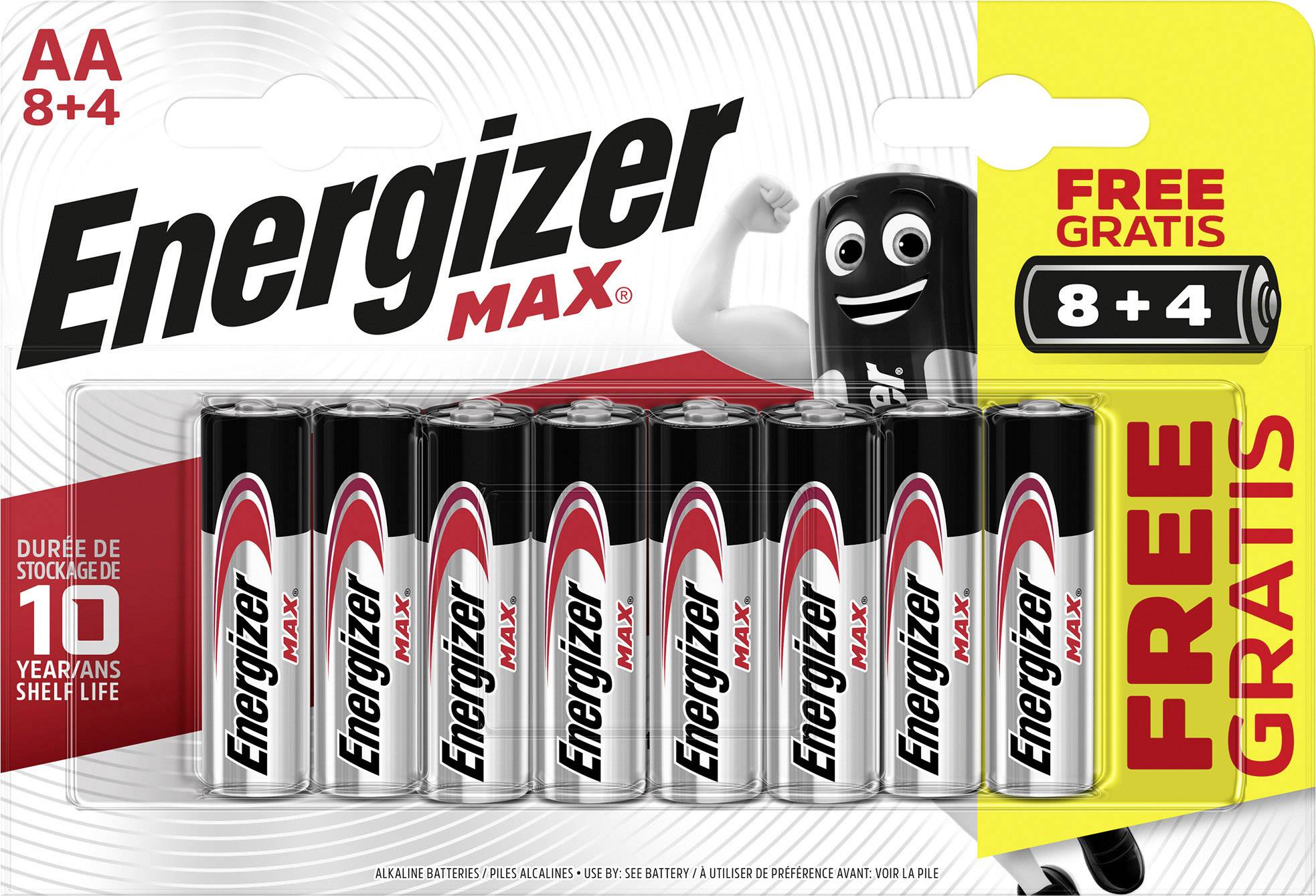 Energizer Max LR06, 8+4 gratis Mignon (AA)-Batterie Alkali-Mangan 1.5V 12St.