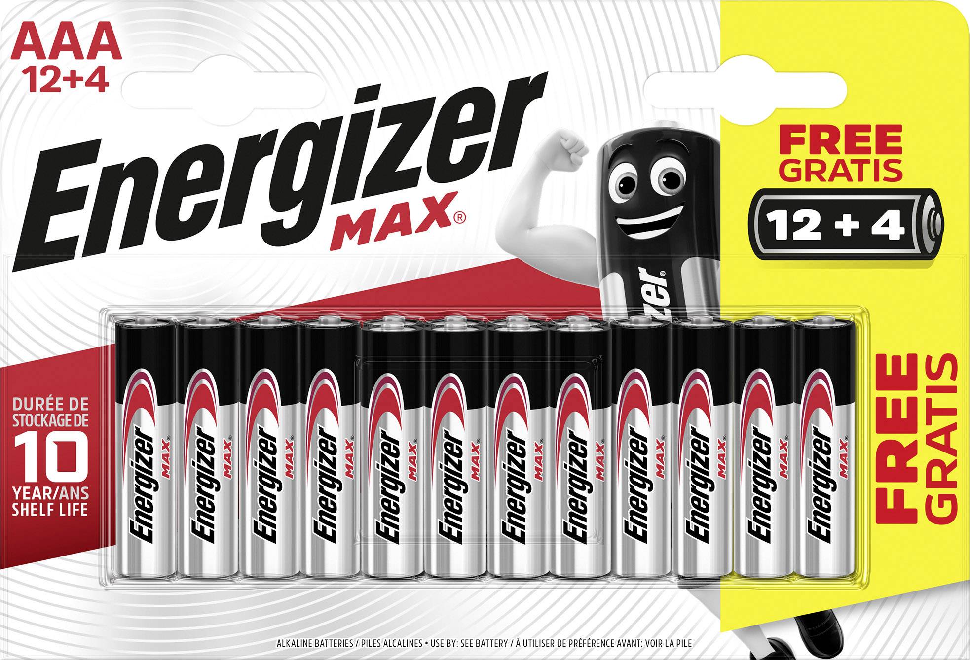 Energizer Max LR03, 12+4 gratis Micro (AAA)-Batterie Alkali-Mangan 1.5V 16St.