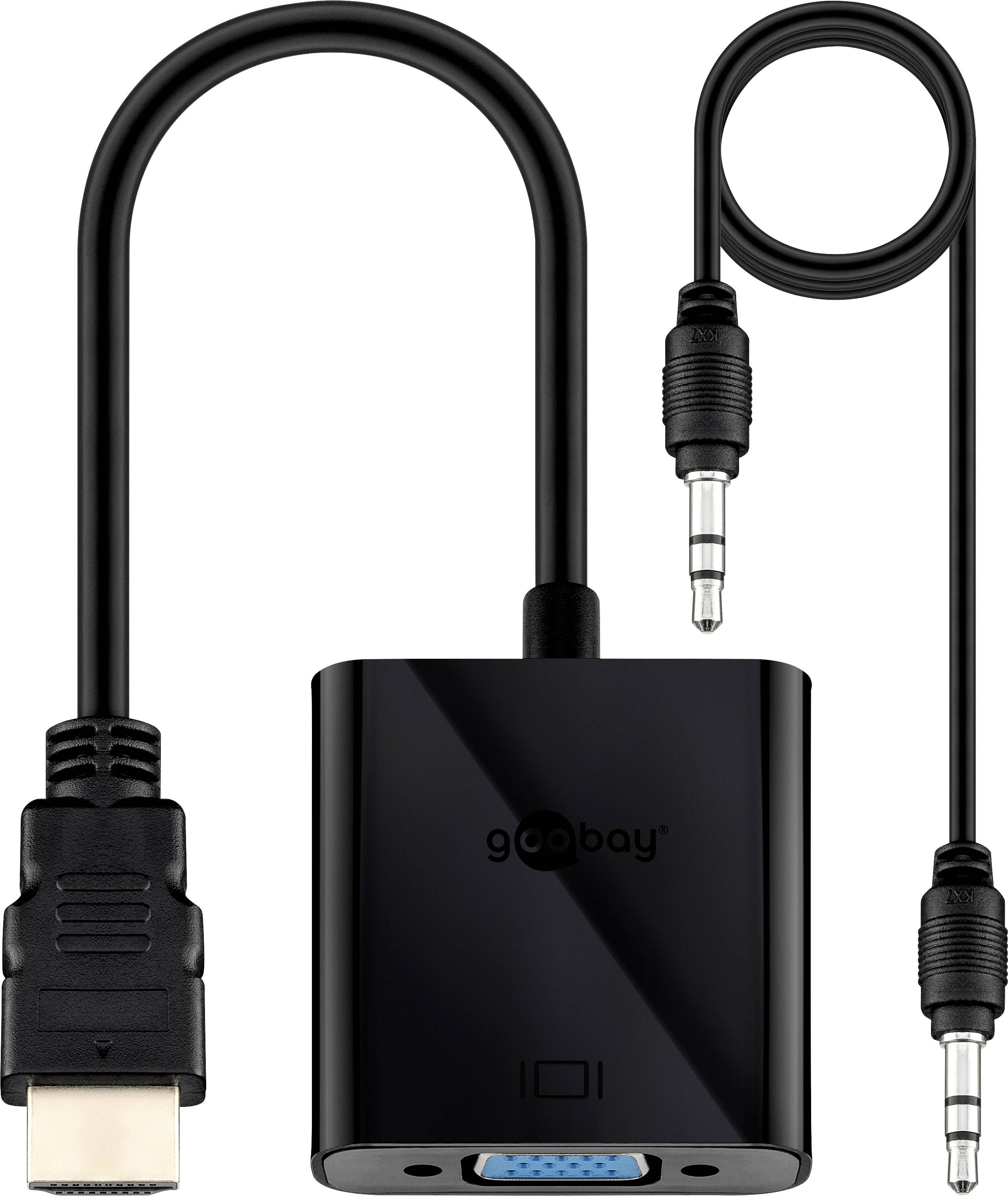 Goobay 68793 HDMI / VGA Adapter [1x HDMI-Stecker - 1x VGA-Buchse, Klinkenbuchse 3.5 mm] Schwarz 20.00 cm