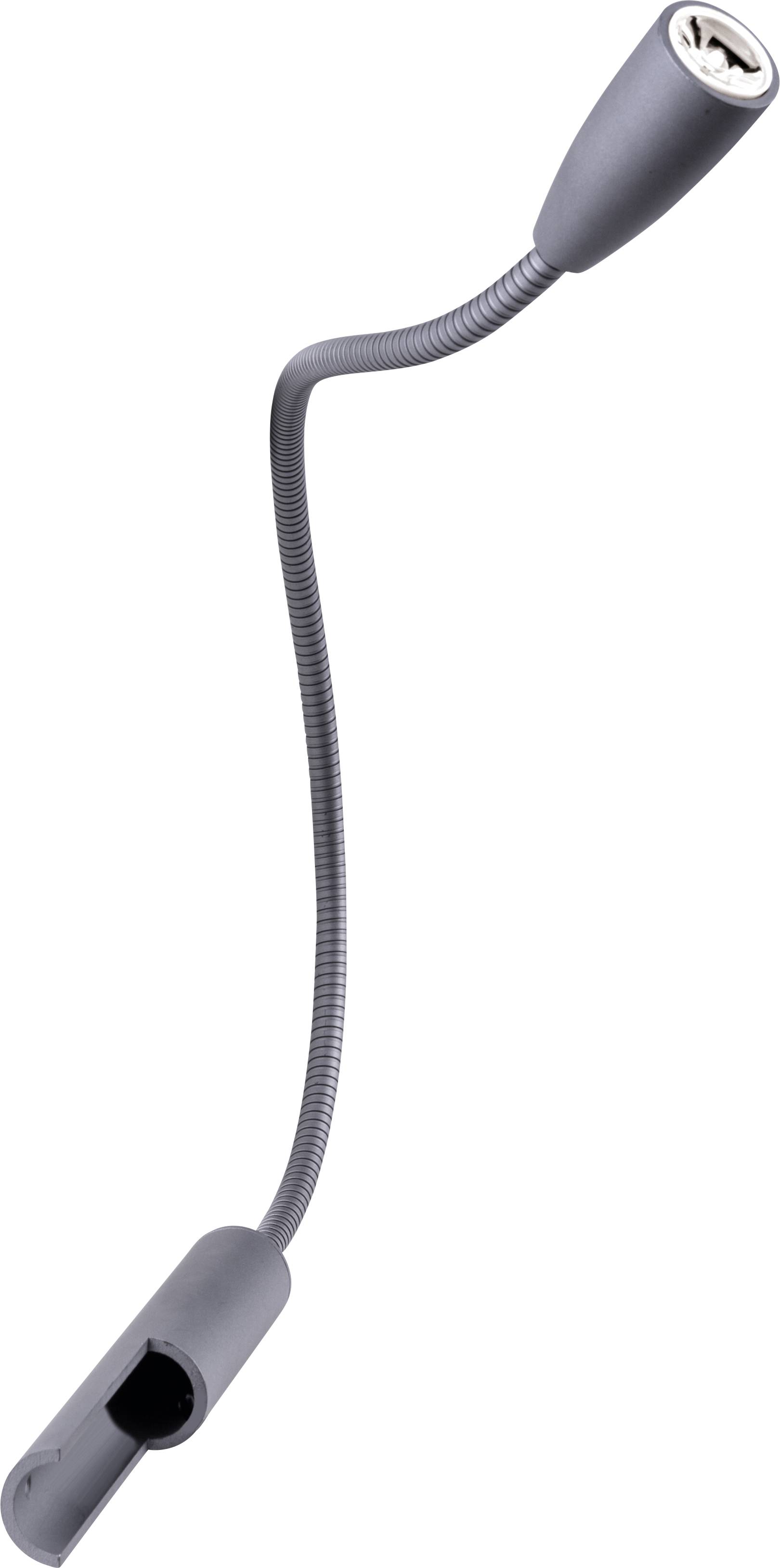 Grauer, flexibler Adapter mit beiden Enden geöffnet, geeignet zum Halten eines Kabels oder ähnlichen Objekts in flexibler Position.