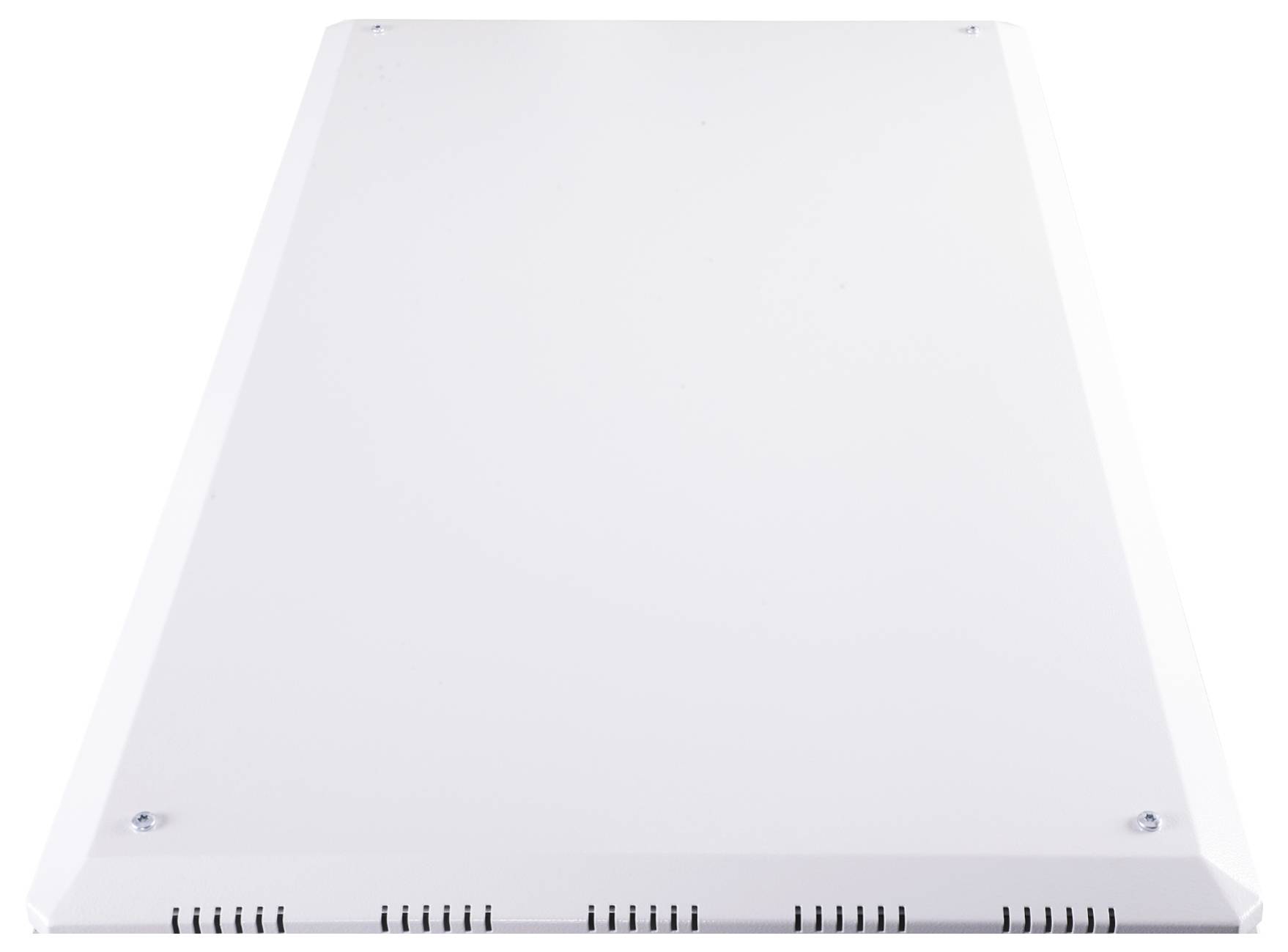 Ein rechteckiger, weißer Belüftungsschirm mit vier sichtbaren Schrauben in den Ecken zum Anbringen an der Decke oder Wand.