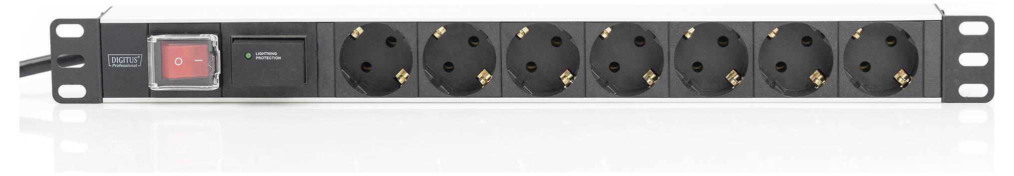 Digitus DN-95407 19 Zoll Netzwerkschrank-Steckdosenleiste 1 HE Schutzkontaktsteckdose Schwarz