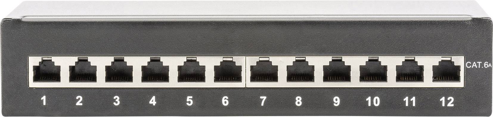 Ein 12-Port-Ethernet-Switch mit beschrifteten Ports von 1 bis 12.