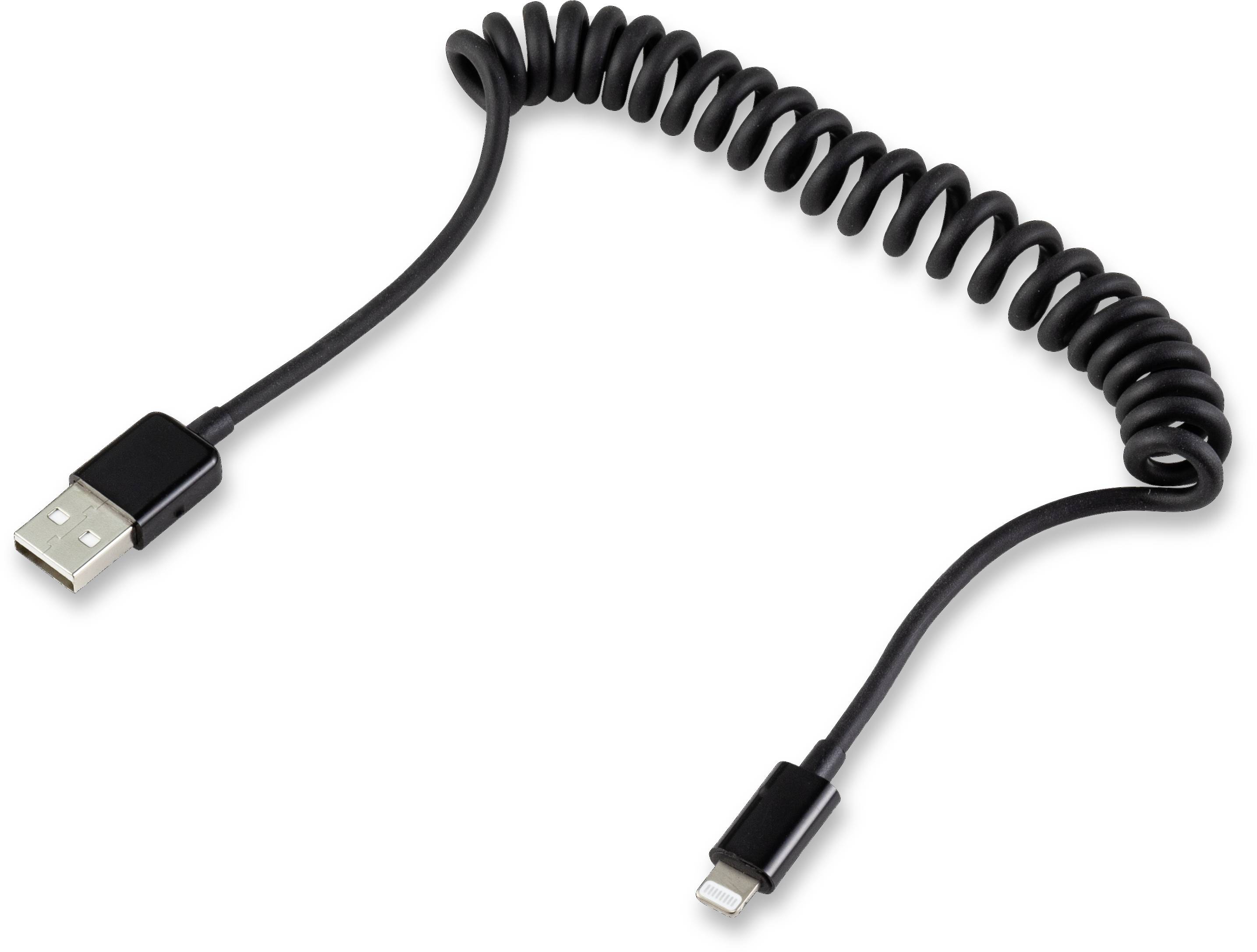 Renkforce USB-Kabel USB 2.0 USB-A Stecker, Apple Lightning Stecker 0.95m Schwarz Spiralkabel RF4087422