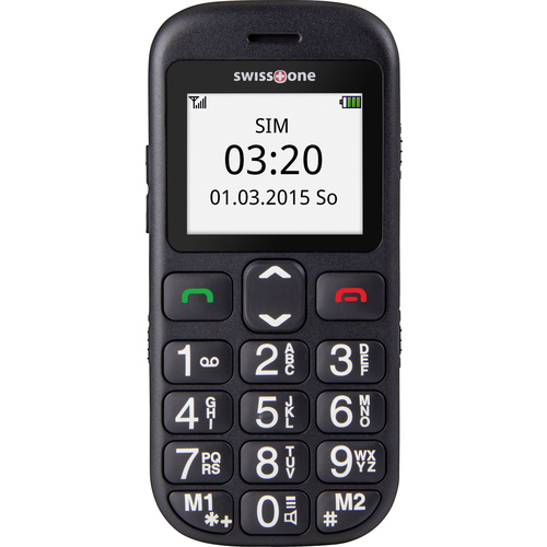 Téléphone portable pour séniors swisstone BBM 320c avec station de charge, Touche SOS noir