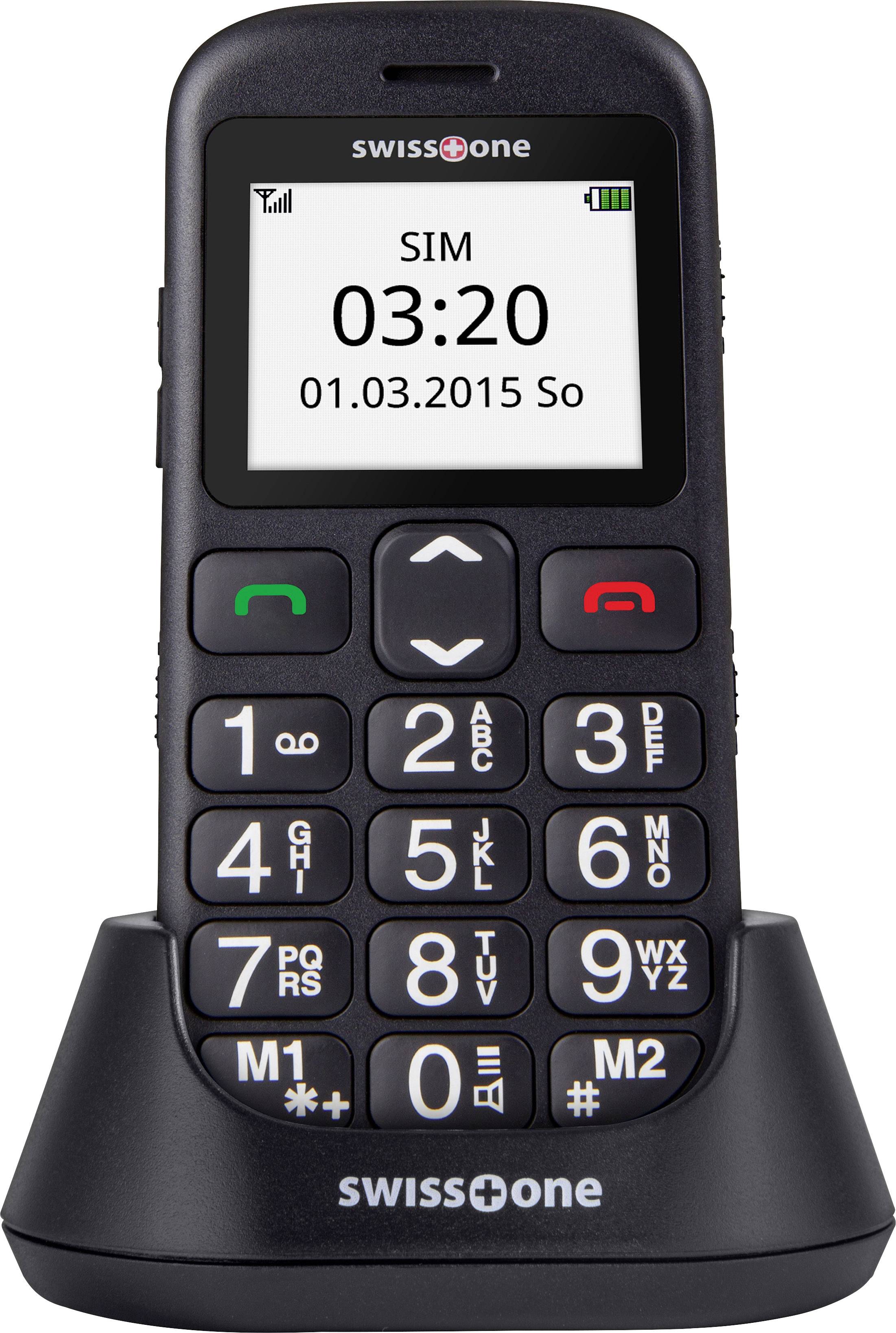 Swisstone BBM 320c Senioren-Handy mit Ladestation, SOS Taste Schwarz