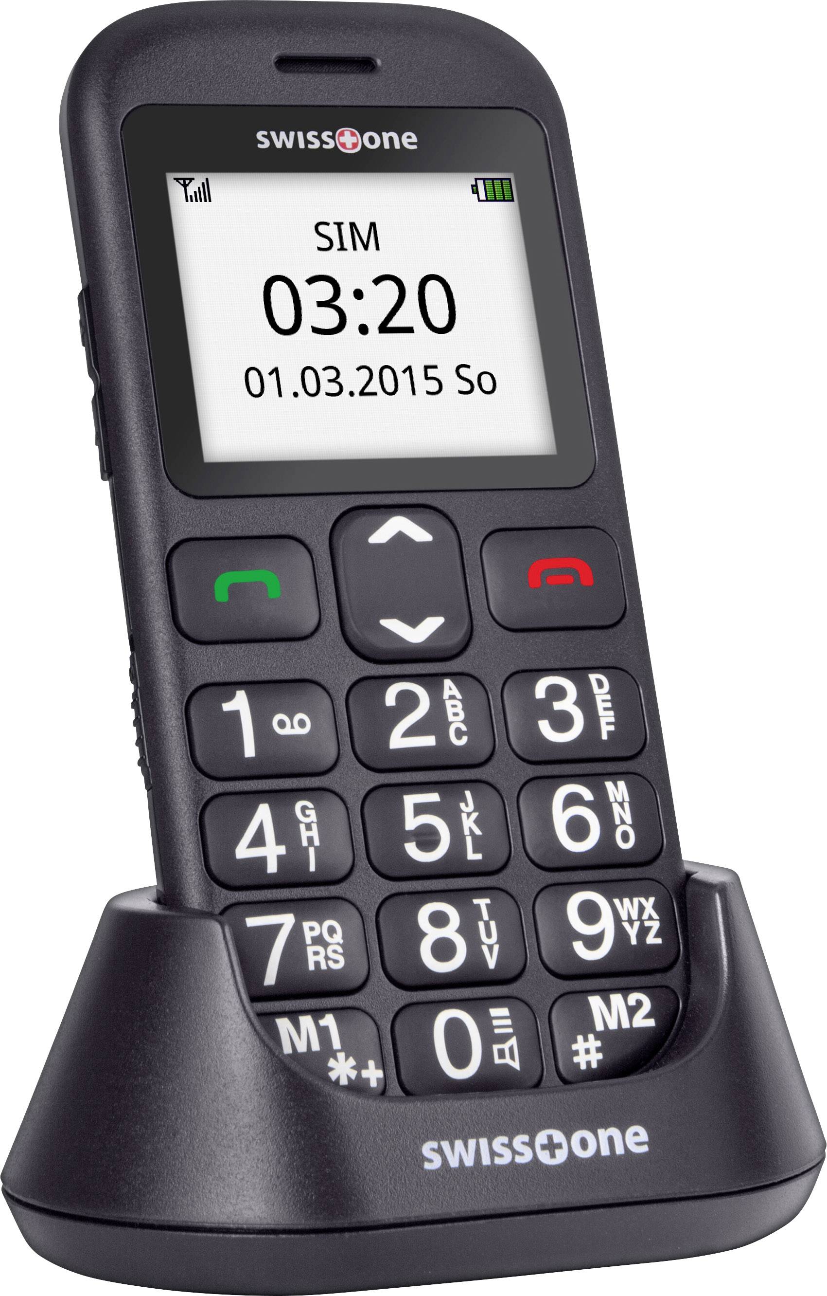 Swisstone BBM 320c Senioren-Handy mit Ladestation, SOS Taste Schwarz