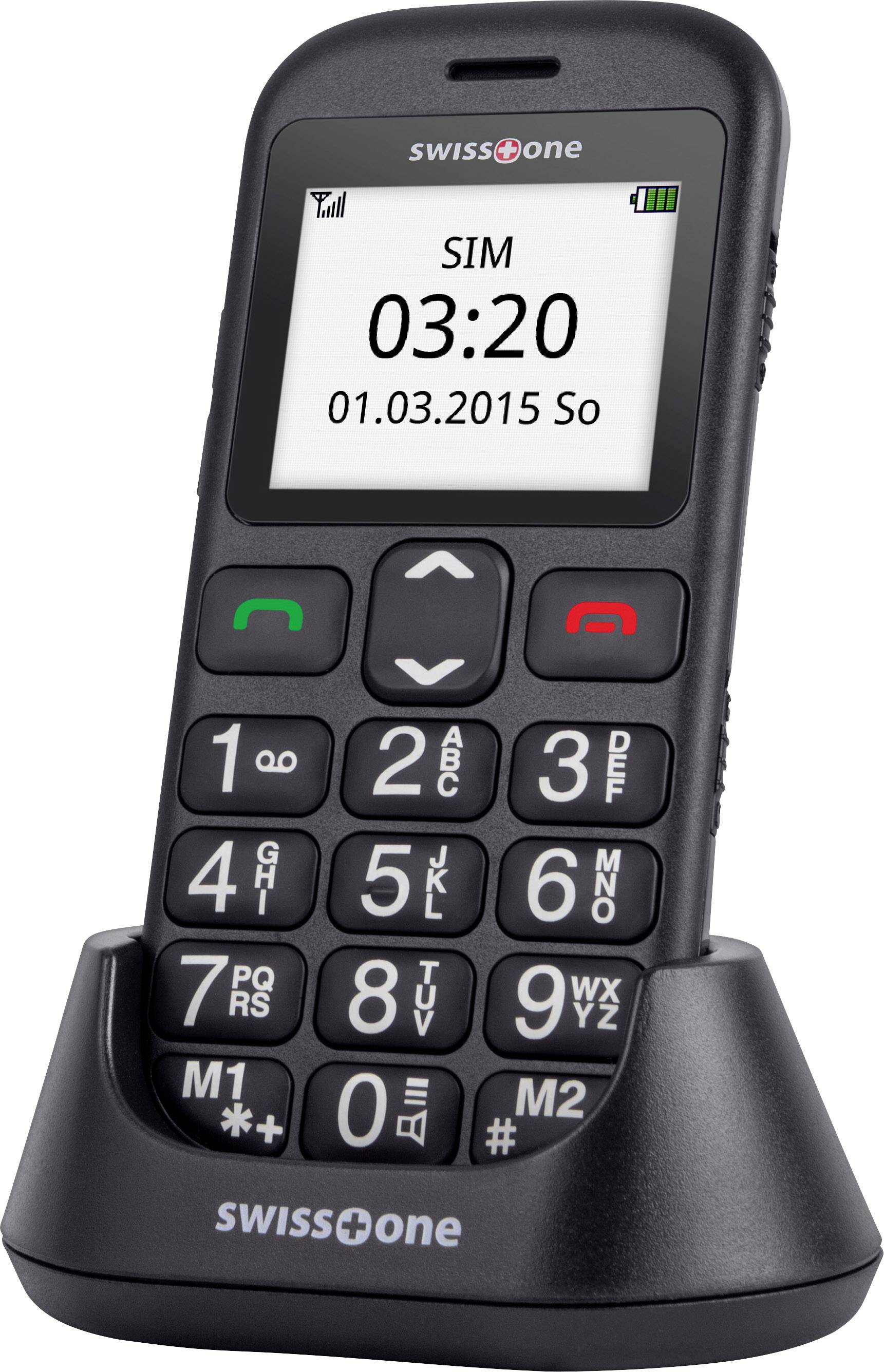 Swisstone BBM 320c Senioren-Handy mit Ladestation, SOS Taste Schwarz