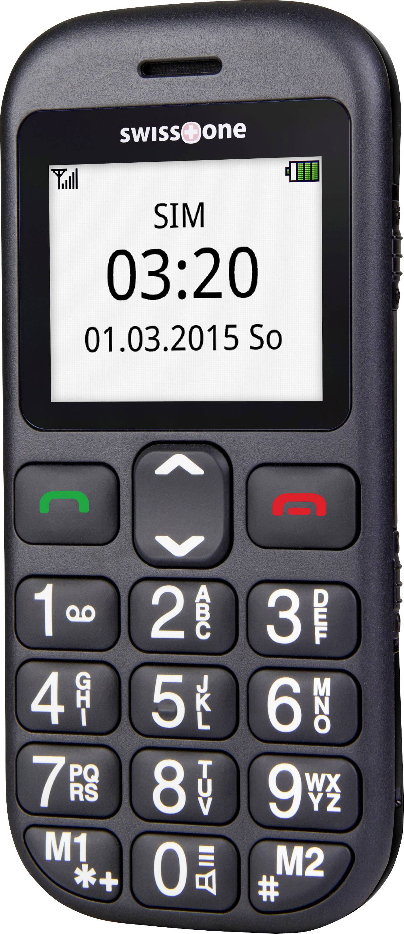 Swisstone BBM 320c Senioren-Handy mit Ladestation, SOS Taste Schwarz