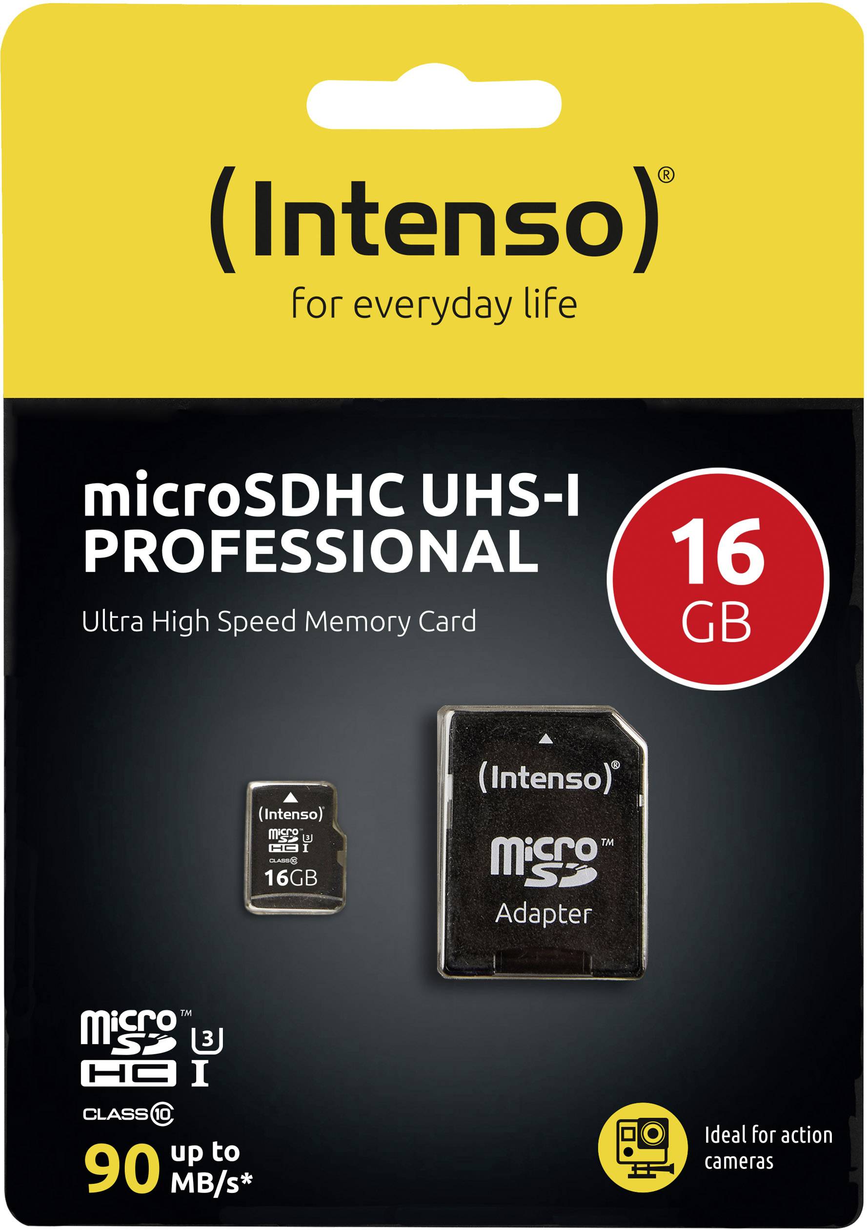 Intenso Professional microSDHC-Karte 16 GB Class 10, UHS-I inkl. SD-Adapter