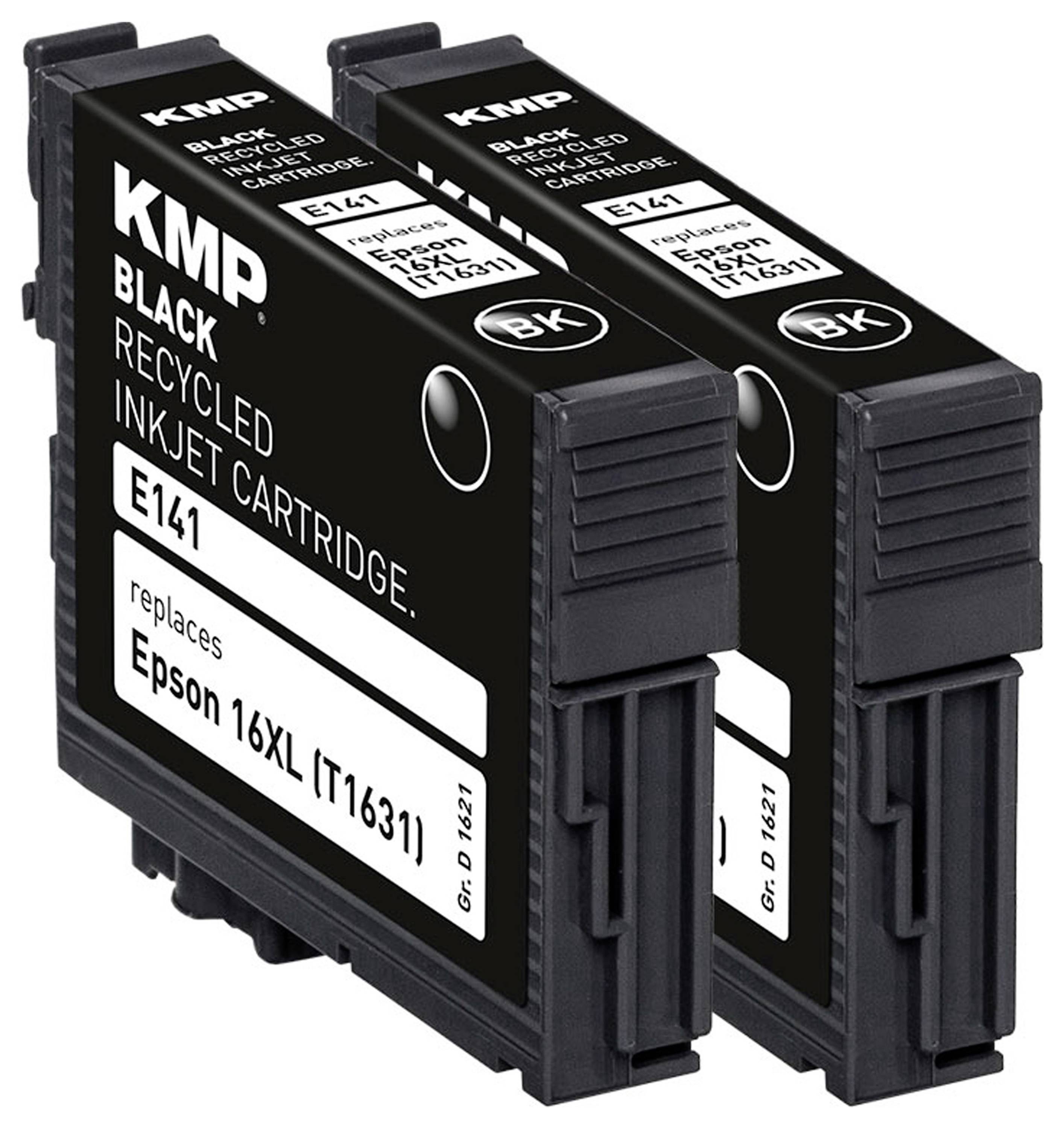 KMP Druckerpatrone ersetzt Epson 16, T1621 Kompatibel 2er-Pack Schwarz E154D 1621,4821